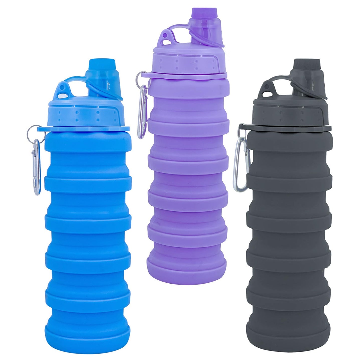 Collapsible Water Bottles Travel water bottle Sports Portable Sport Water Bottle Reusable Water Bottles comes with mountaineering Buckle 500ml silicone Water-proof camping water bottle