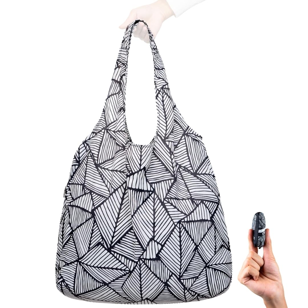 Nanobag Ultra-Lightweight Foldable Tote for Women & Men, Reusable Grocery & Travel Bag, Packable Collapsible Compact Market Essential (Standard Black)