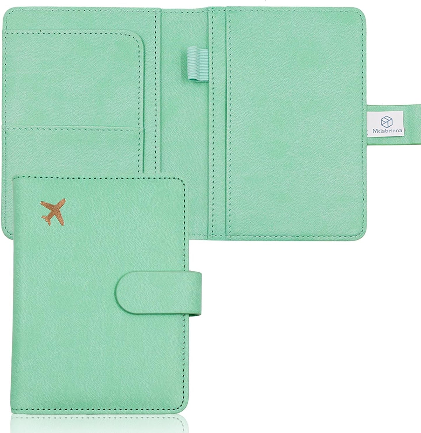 Melsbrinna Premium Leather Passport Holder Covers Case, Waterproof Rfid Blocking Travel Wallet Passport Holder with Pen Holder, Cute Passport Book for Women/Men