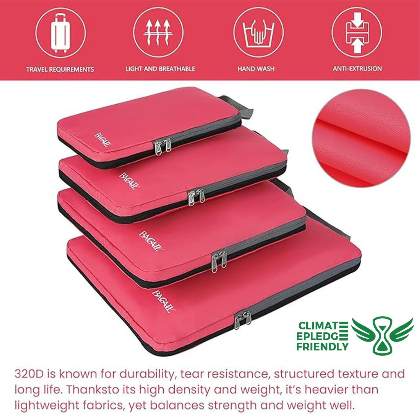 BAGAIL 4 Set/6 Set/8 Set Compression Packing Cubes Travel Accessories Expandable Packing Organizers (Half Mesh, 6-Black)