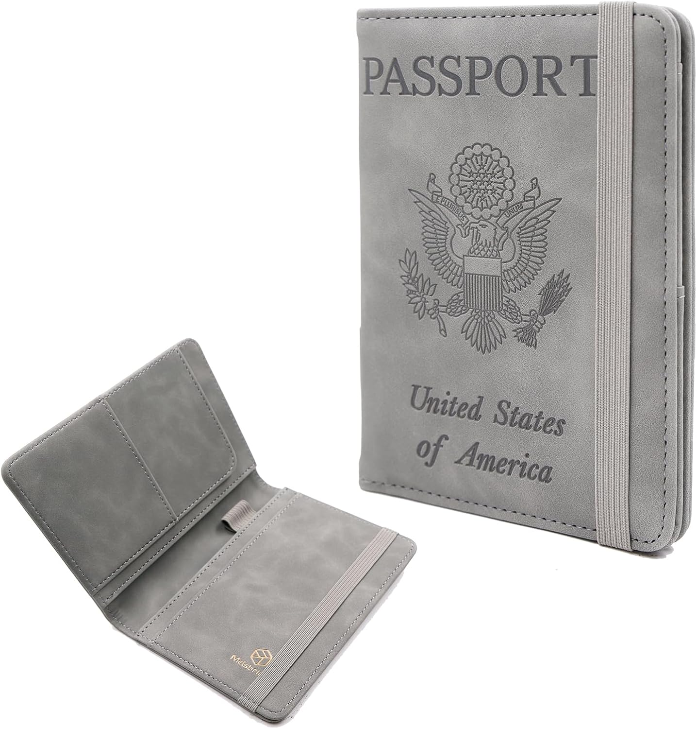 Melsbrinna Premium Leather Passport Holder Covers Case, Waterproof Rfid Blocking Travel Wallet Passport Holder with Pen Holder, Cute Passport Book for Women/Men