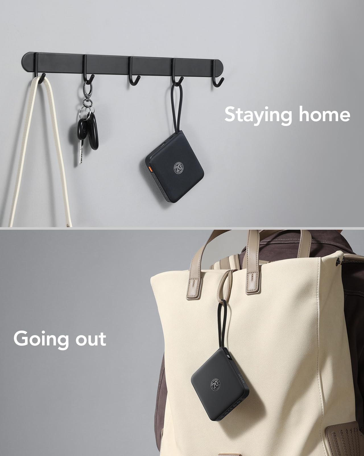 VRURC Portable Charger with Built-in Cable, 10000mAh 22.5W Fast Charging USB C Battery Pack, Cell Phone Power Bank for iPhone 17 16 15 Samsung Galaxy S25 S24 S23 Series Android Tablet, Black(1 Pack)