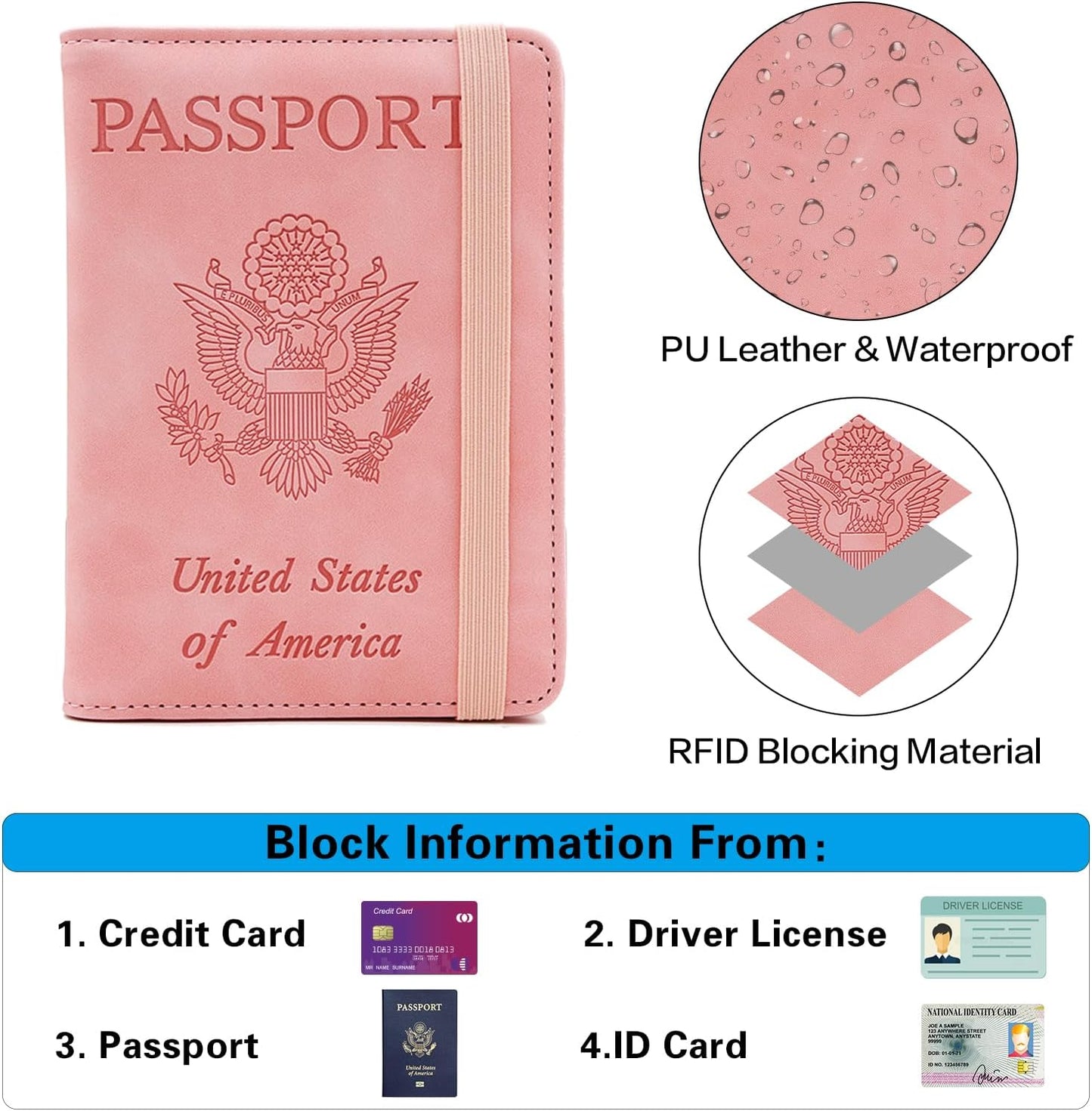 Melsbrinna Premium Leather Passport Holder Covers Case, Waterproof Rfid Blocking Travel Wallet Passport Holder with Pen Holder, Cute Passport Book for Women/Men