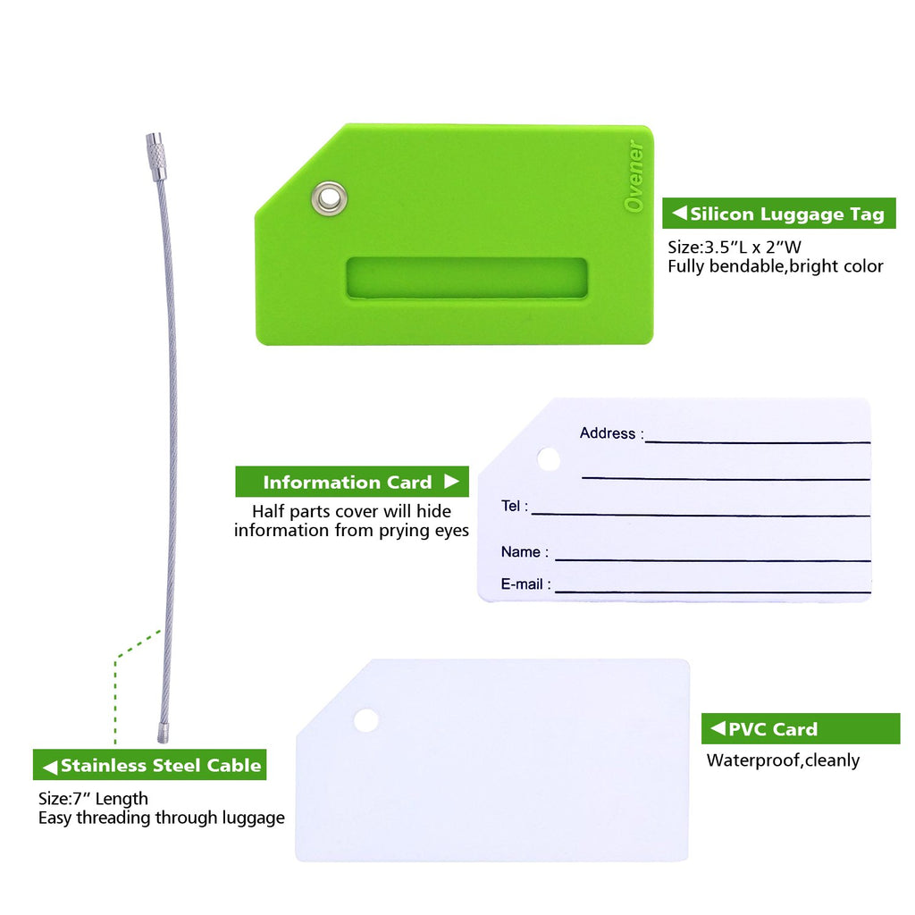 Silicone Luggage Tag with Name ID Card Perfect to Quickly Spot Luggage Suitcase
