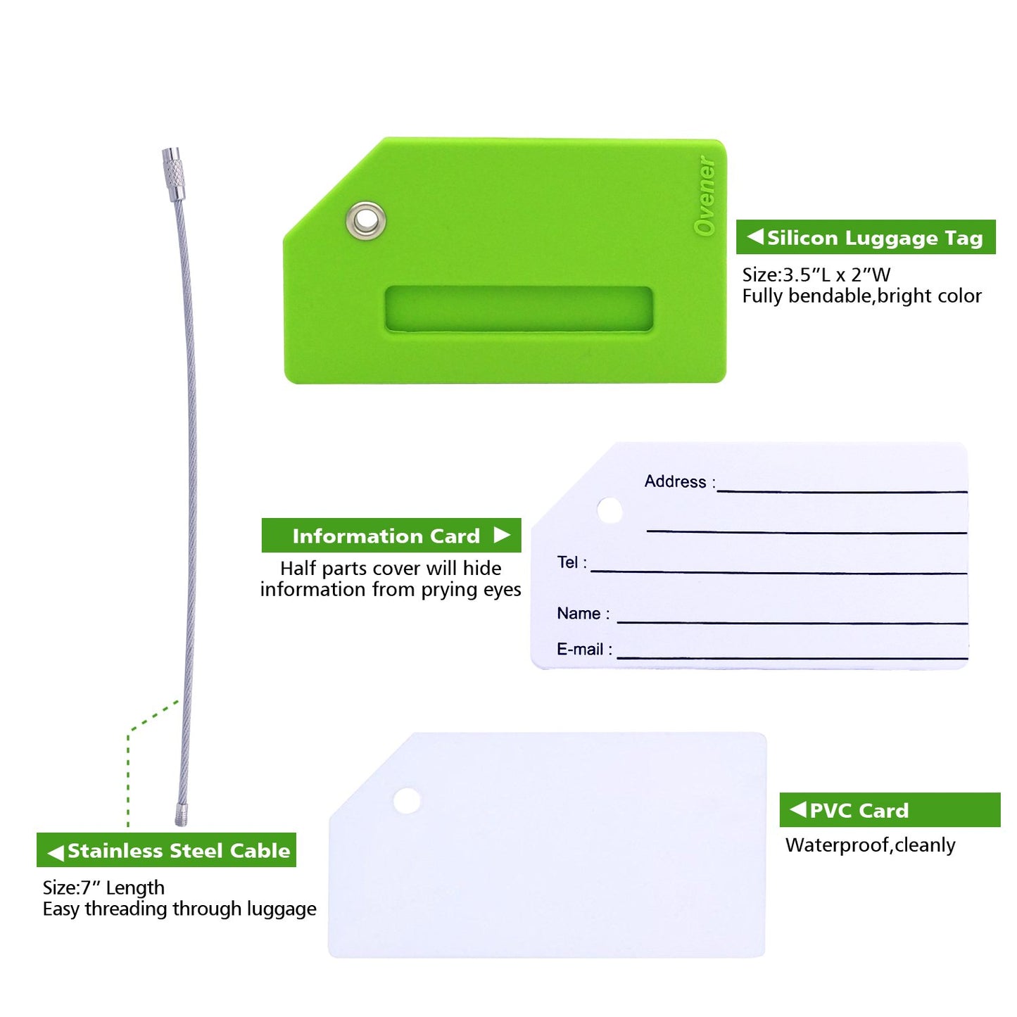 Silicone Luggage Tag with Name ID Card Perfect to Quickly Spot Luggage Suitcase