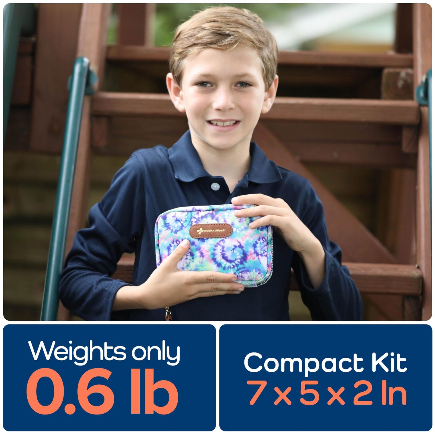 KeepGoing Travel First Aid Kit for Kids – 130 Pc. for Car, Home, Purse, Diaper Bag & Backpack with Latex-Free Bandages - Mini First Aid Kit Travel Size TSA-Approved