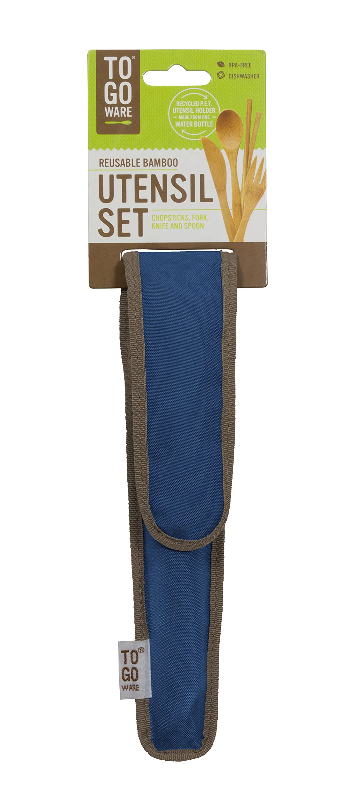 To Go Ware To Go Ware Reusable Bamboo Travel Utensils with Carrying Case & Carabiner Clip | Bamboo Utensils | Eco Friendly