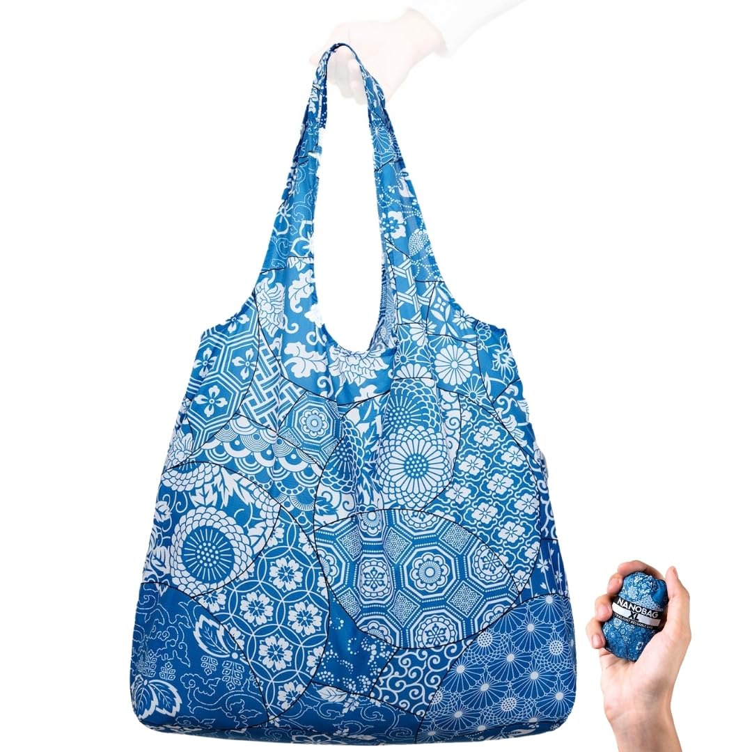 Nanobag Ultra-Lightweight Foldable Tote for Women & Men, Reusable Grocery & Travel Bag, Packable Collapsible Compact Market Essential (Standard Black)