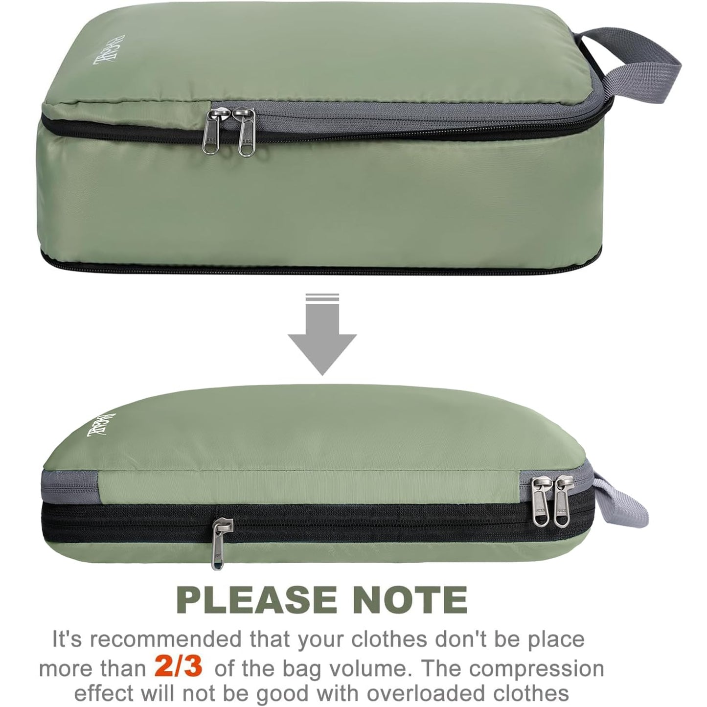 BAGAIL 4 Set/6 Set/8 Set Compression Packing Cubes Travel Accessories Expandable Packing Organizers (Half Mesh, 6-Black)