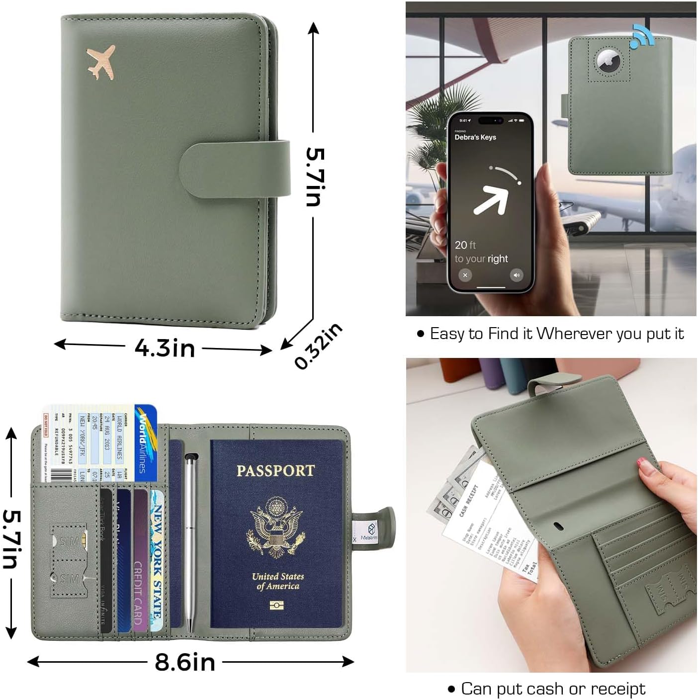 Melsbrinna Premium Leather Passport Holder Covers Case, Waterproof Rfid Blocking Travel Wallet Passport Holder with Pen Holder, Cute Passport Book for Women/Men
