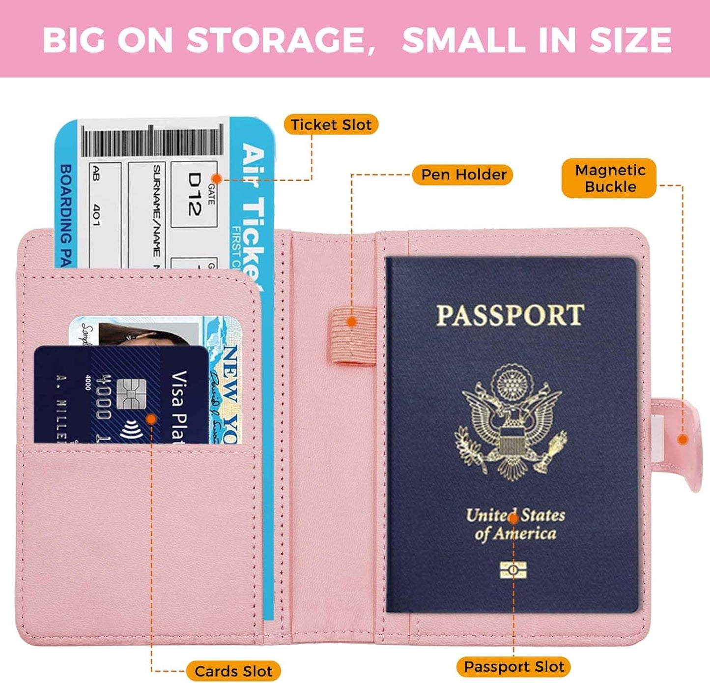 Melsbrinna Premium Leather Passport Holder Covers Case, Waterproof Rfid Blocking Travel Wallet Passport Holder with Pen Holder, Cute Passport Book for Women/Men