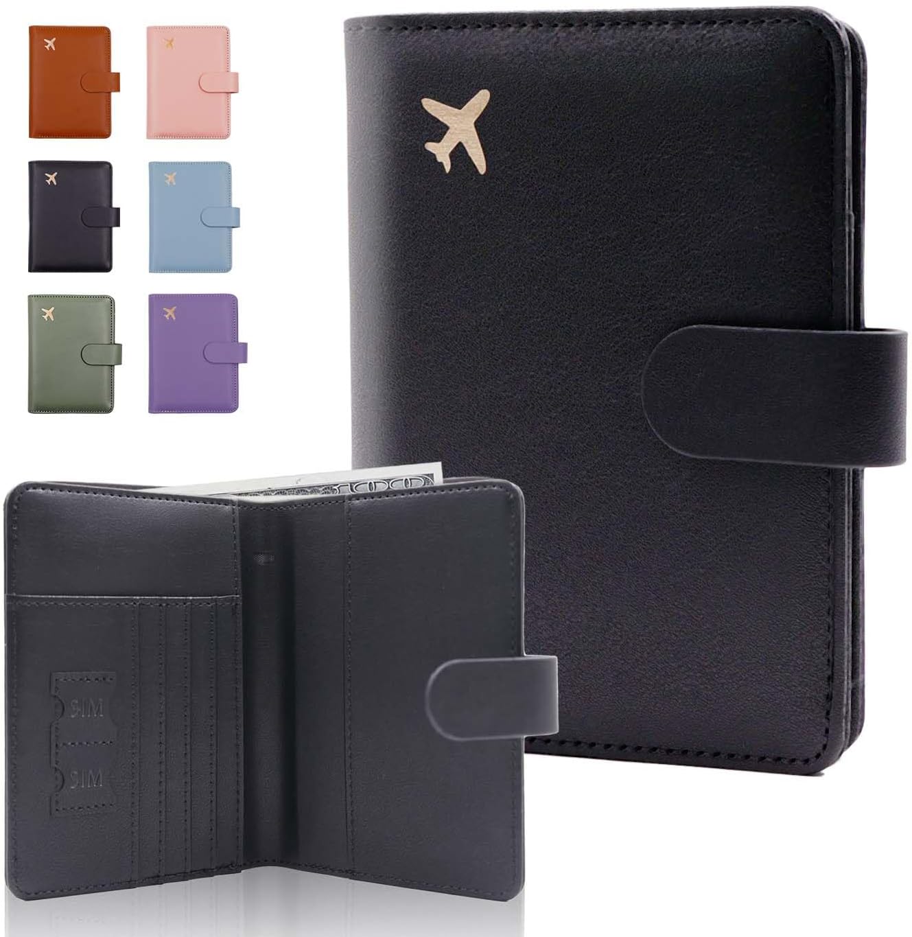 Melsbrinna Premium Leather Passport Holder Covers Case, Waterproof Rfid Blocking Travel Wallet Passport Holder with Pen Holder, Cute Passport Book for Women/Men