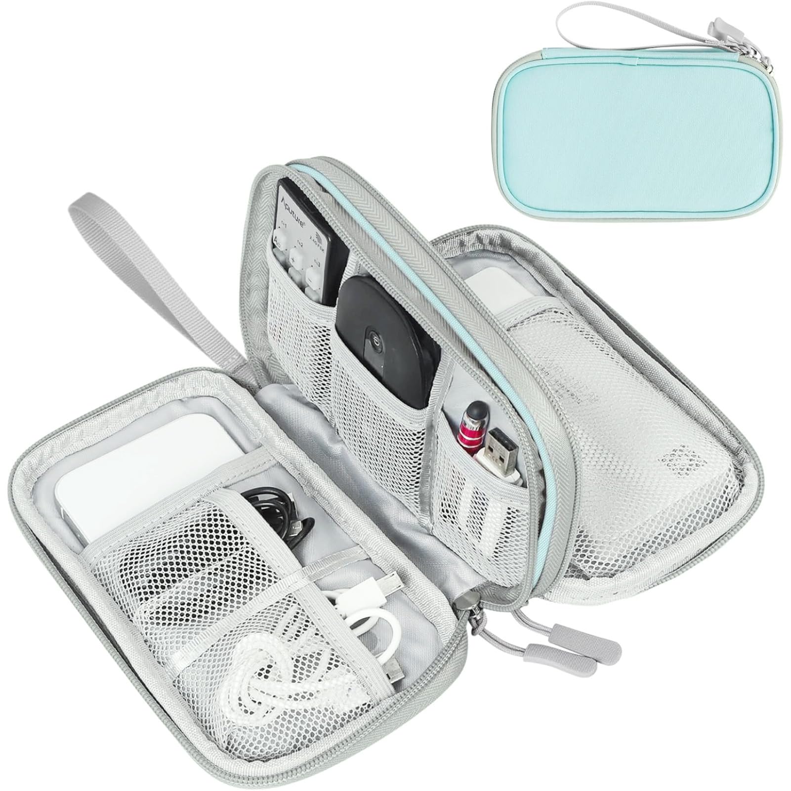 FYY Travel Cable Organizer Pouch Electronic Accessories Carry Case Portable Waterproof Double Layers All-in-One Storage Bag for Cord, Charger, Phone, Earphone Black