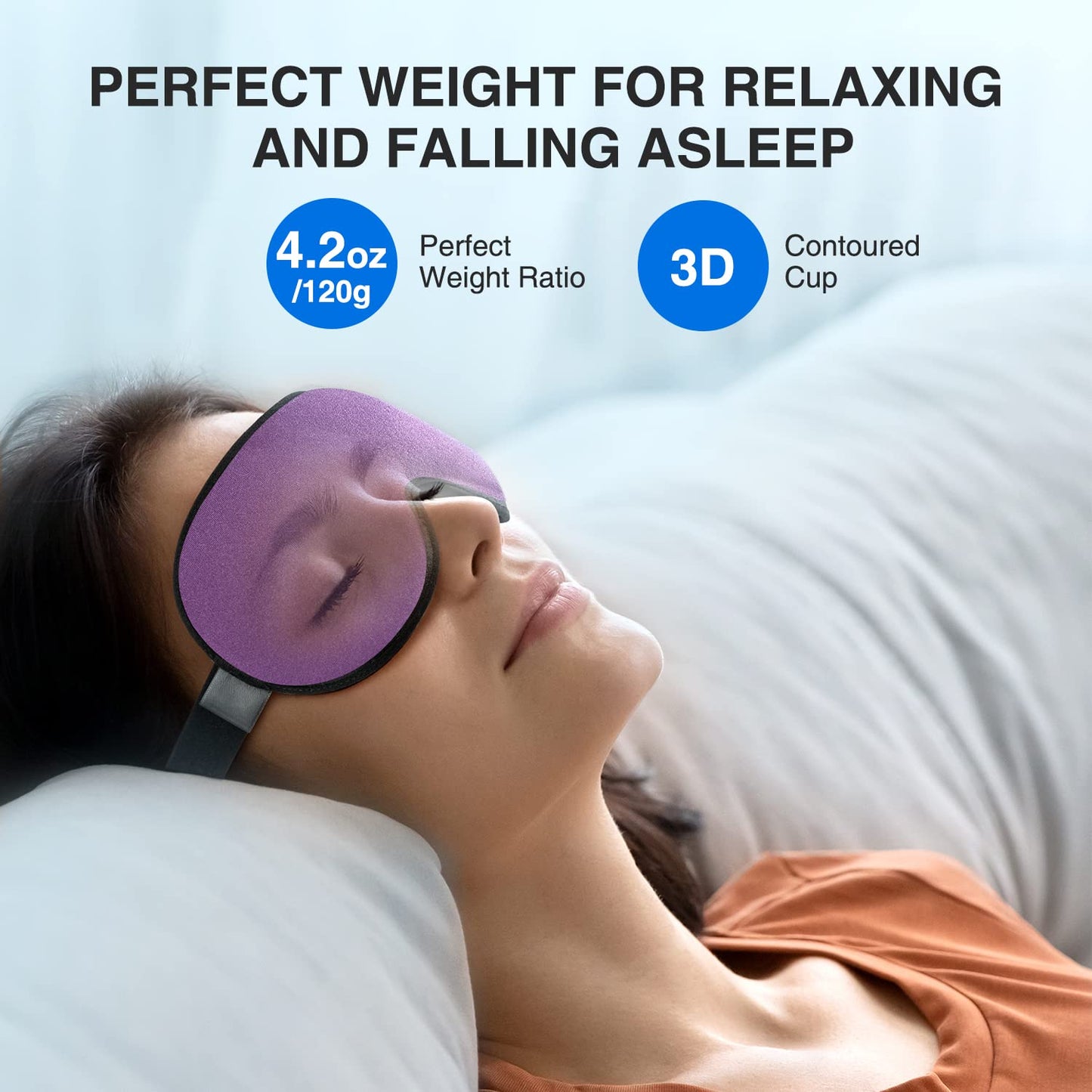 YFONG Weighted Sleep Mask, Women Men 3D Blocking Lights Sleeping Mask (4.2oz/120g), Pressure Relief Night Sleep Eye Mask with Adjustable Strap, Eye Cover Blindfold for Travel Nap Yoga, Black