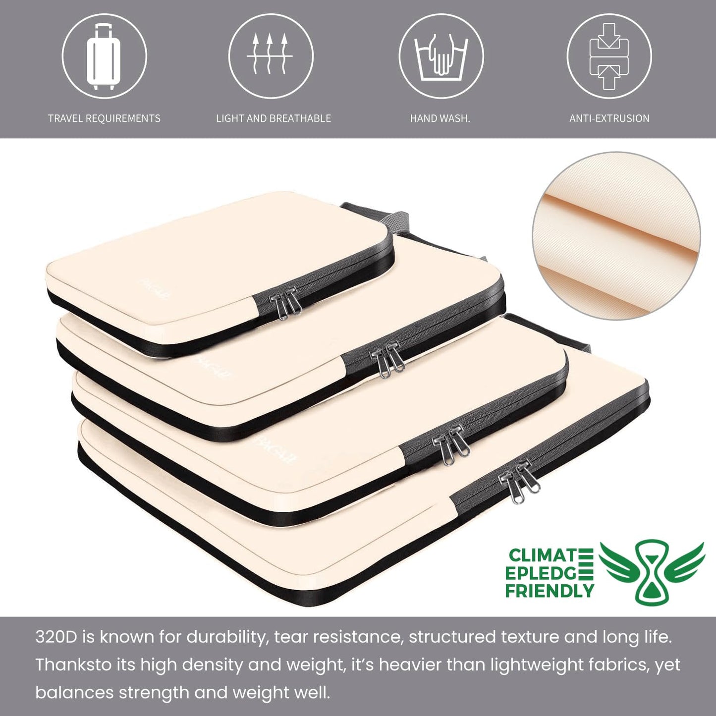 BAGAIL 4 Set/6 Set/8 Set Compression Packing Cubes Travel Accessories Expandable Packing Organizers (Half Mesh, 6-Black)