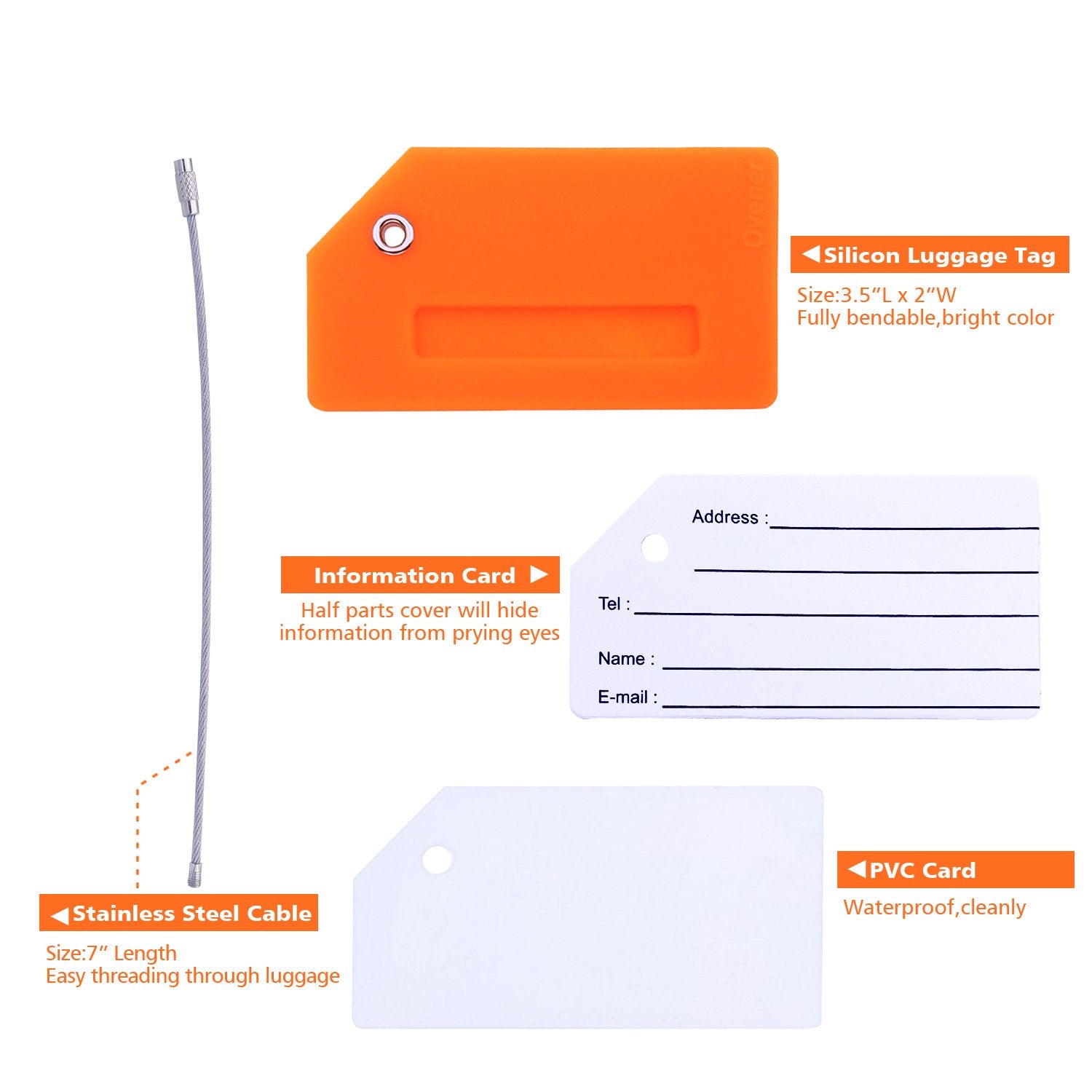 Silicone Luggage Tag with Name ID Card Perfect to Quickly Spot Luggage Suitcase
