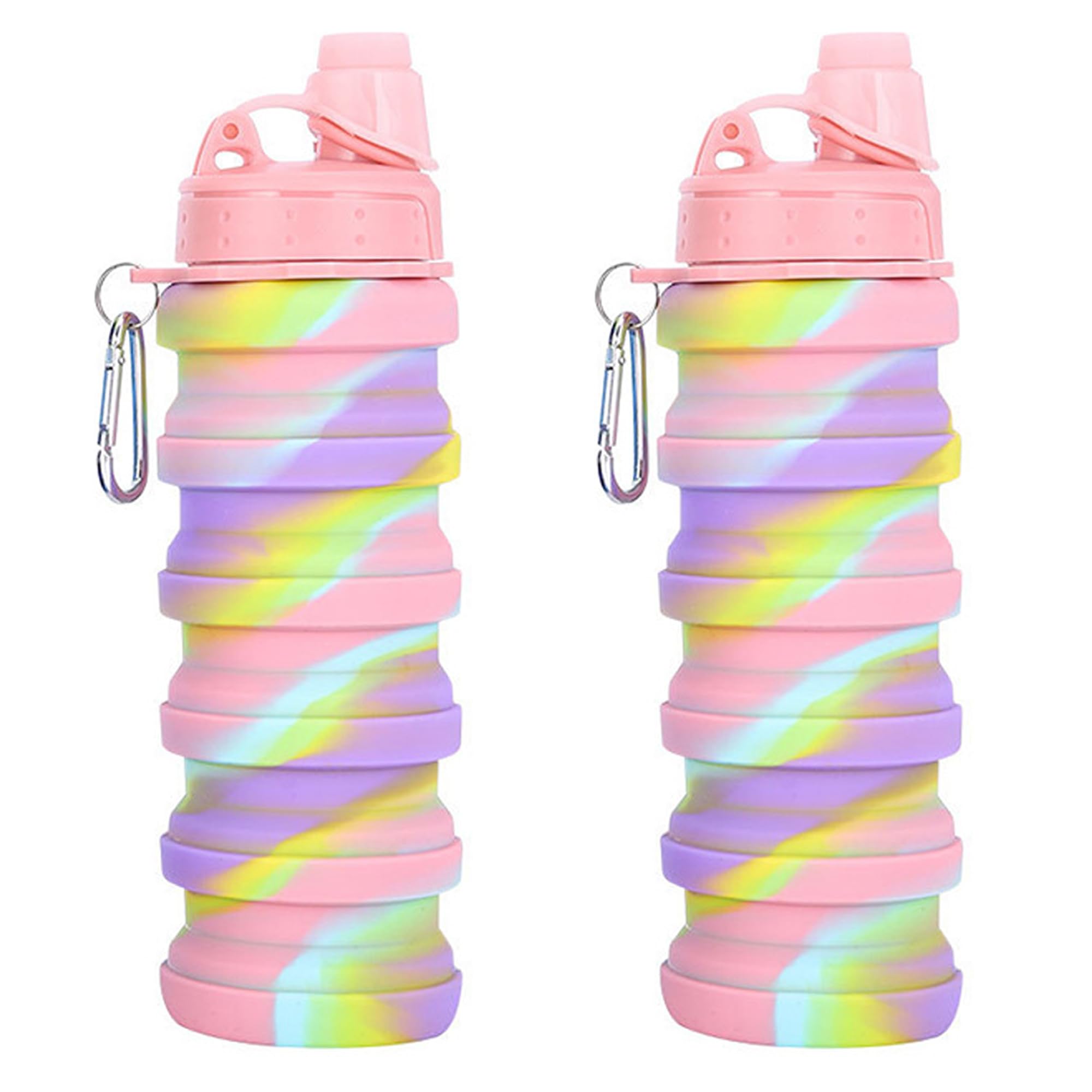Collapsible Water Bottles Travel water bottle Sports Portable Sport Water Bottle Reusable Water Bottles comes with mountaineering Buckle 500ml silicone Water-proof camping water bottle
