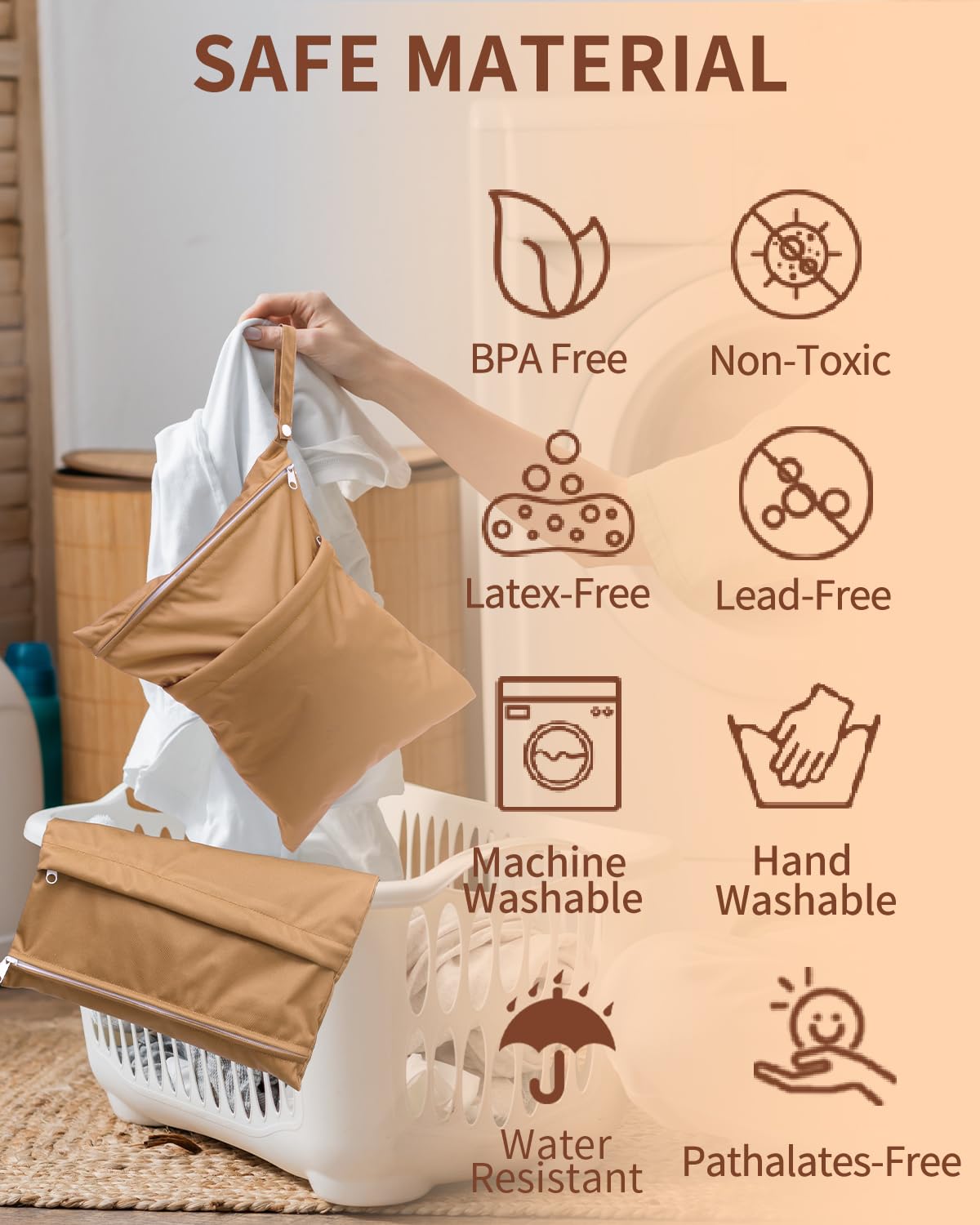 babygoal Wet Dry Bags 3 Pack, Waterproof Reusable Travel Bags for Swimsuits, Baby Cloth Diapers, Beach, Pool, Gym Bag & Wet Clothes with 2 Pockets L-BWG