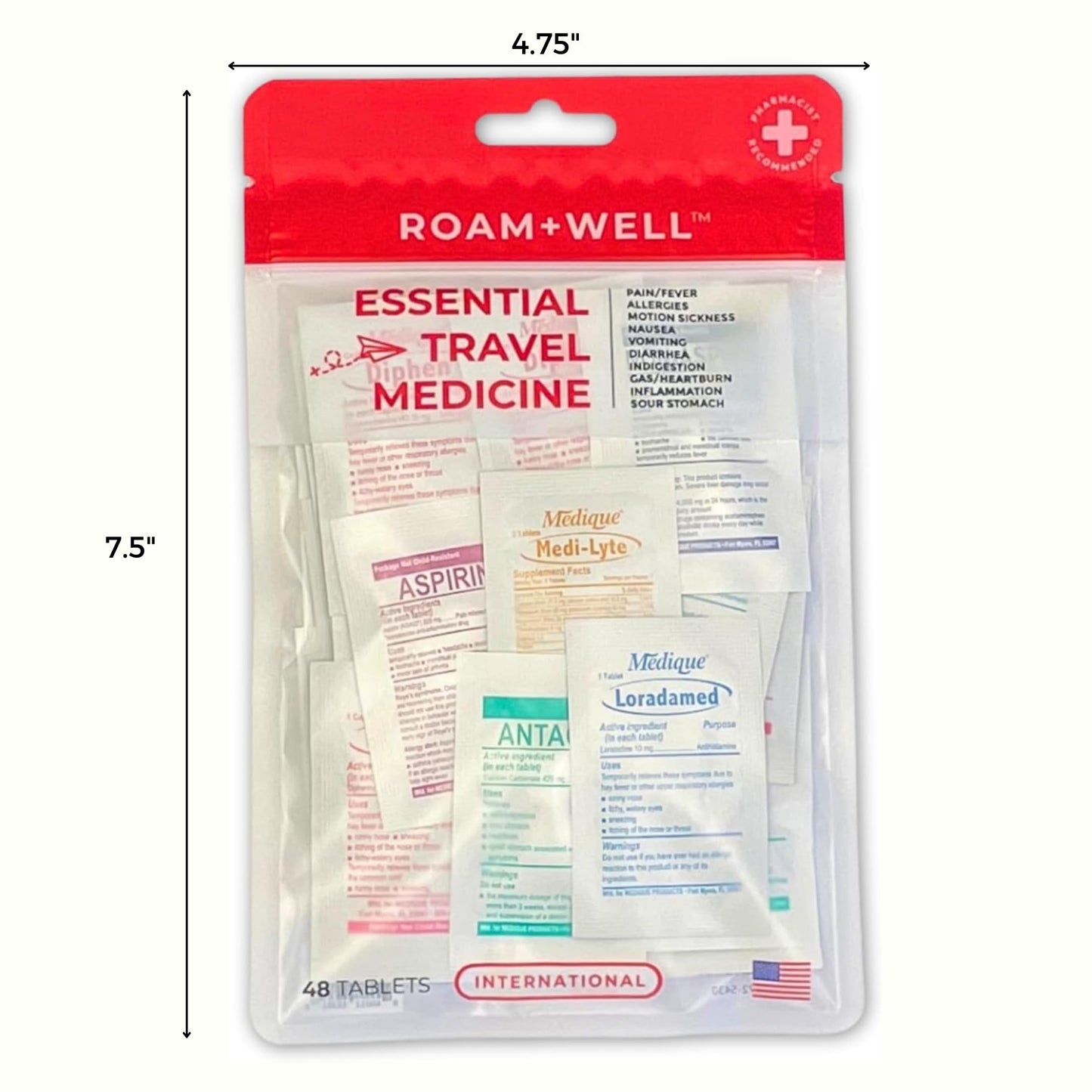 Essential Travel Medicine Kit, OTC Travel Medication, TSA Approved (Business | 18 Tablets)