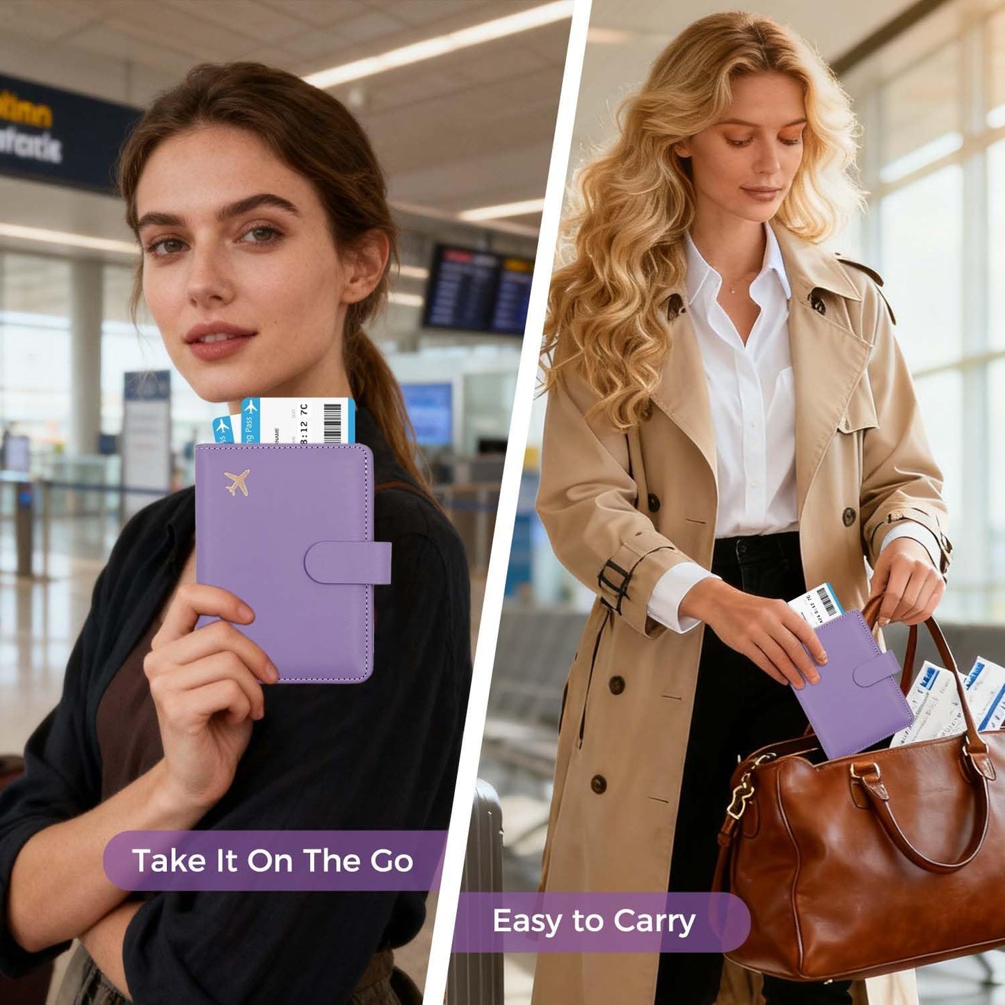 Melsbrinna Premium Leather Passport Holder Covers Case, Waterproof Rfid Blocking Travel Wallet Passport Holder with Pen Holder, Cute Passport Book for Women/Men