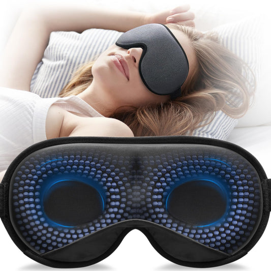 YFONG Weighted Sleep Mask, Women Men 3D Blocking Lights Sleeping Mask (4.2oz/120g), Pressure Relief Night Sleep Eye Mask with Adjustable Strap, Eye Cover Blindfold for Travel Nap Yoga, Black