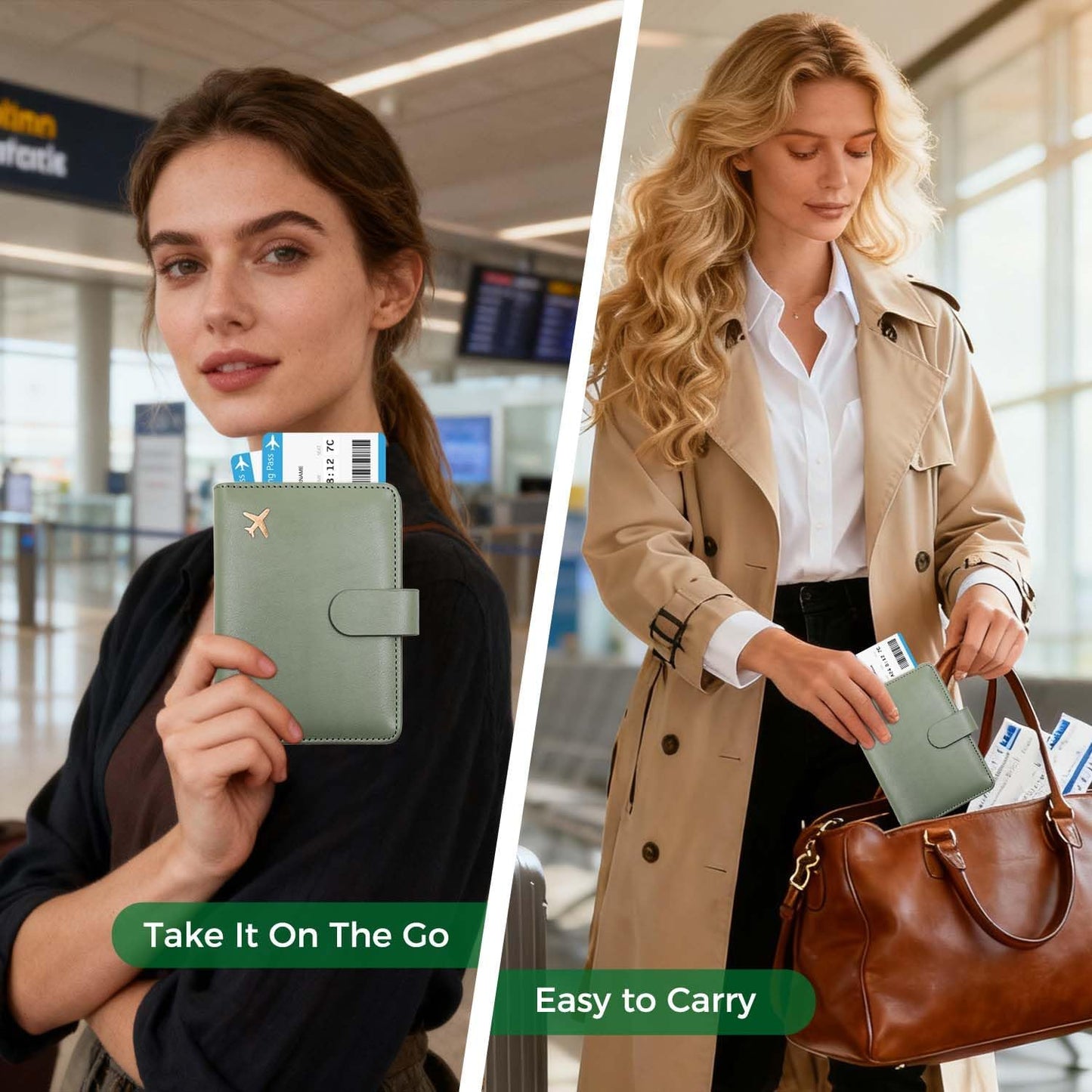 Melsbrinna Premium Leather Passport Holder Covers Case, Waterproof Rfid Blocking Travel Wallet Passport Holder with Pen Holder, Cute Passport Book for Women/Men