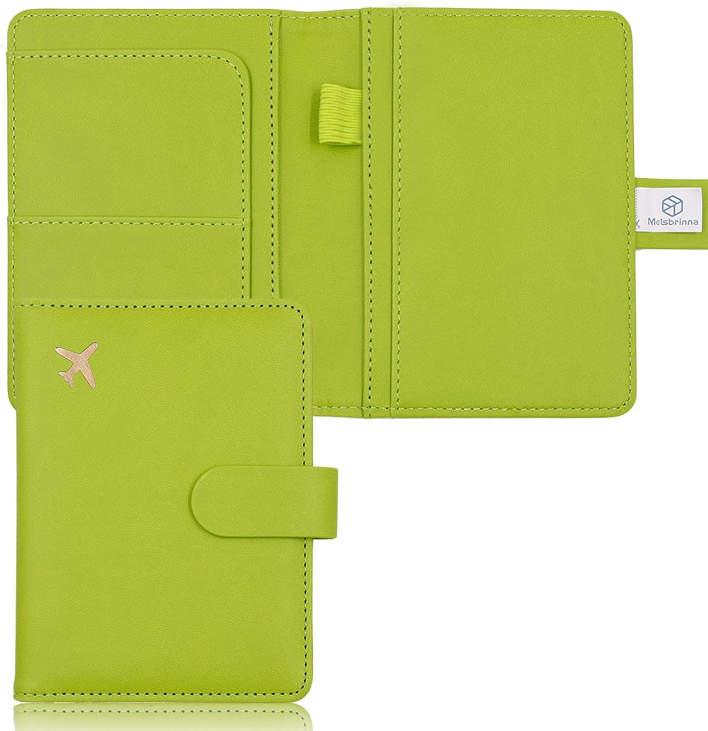 Melsbrinna Premium Leather Passport Holder Covers Case, Waterproof Rfid Blocking Travel Wallet Passport Holder with Pen Holder, Cute Passport Book for Women/Men