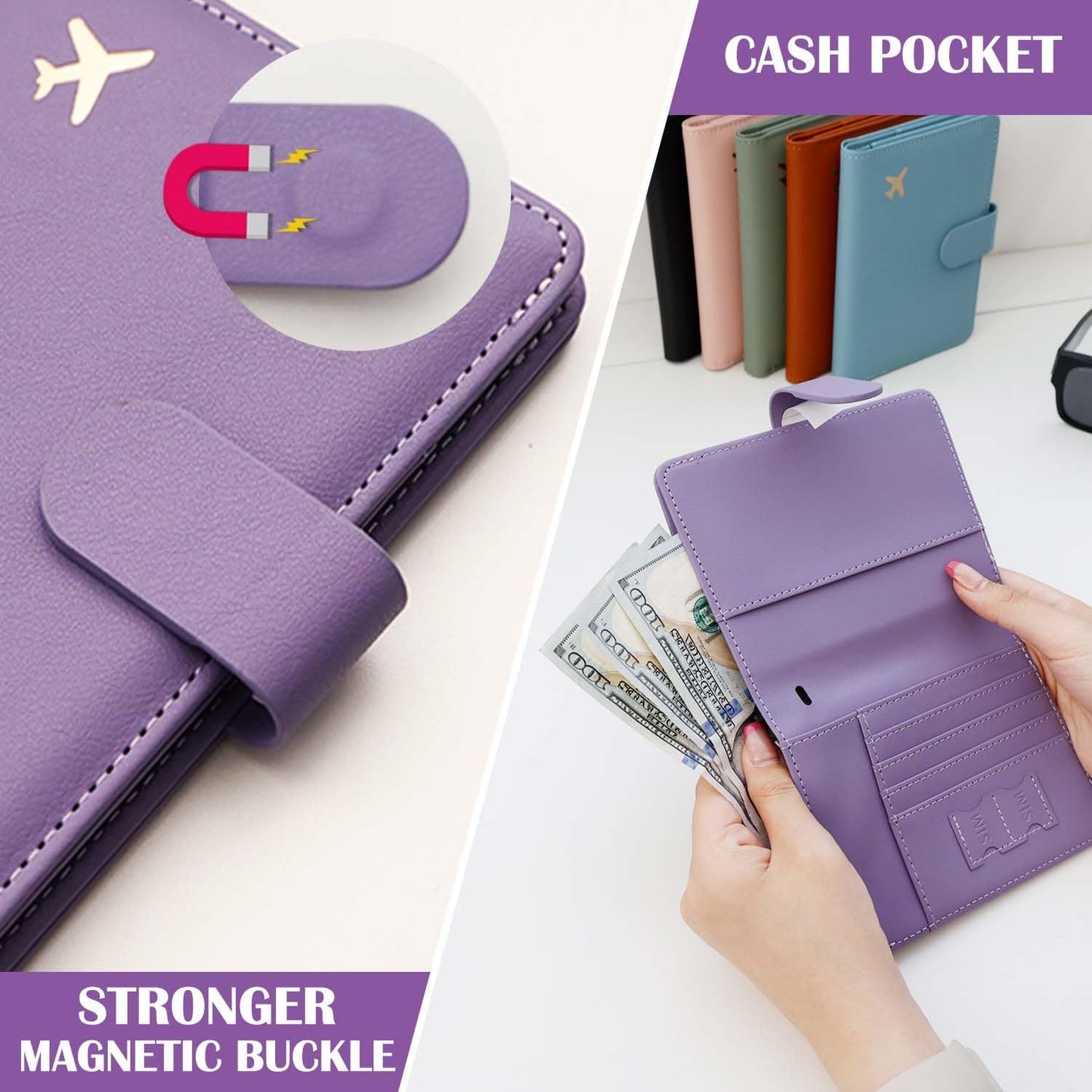 Melsbrinna Premium Leather Passport Holder Covers Case, Waterproof Rfid Blocking Travel Wallet Passport Holder with Pen Holder, Cute Passport Book for Women/Men