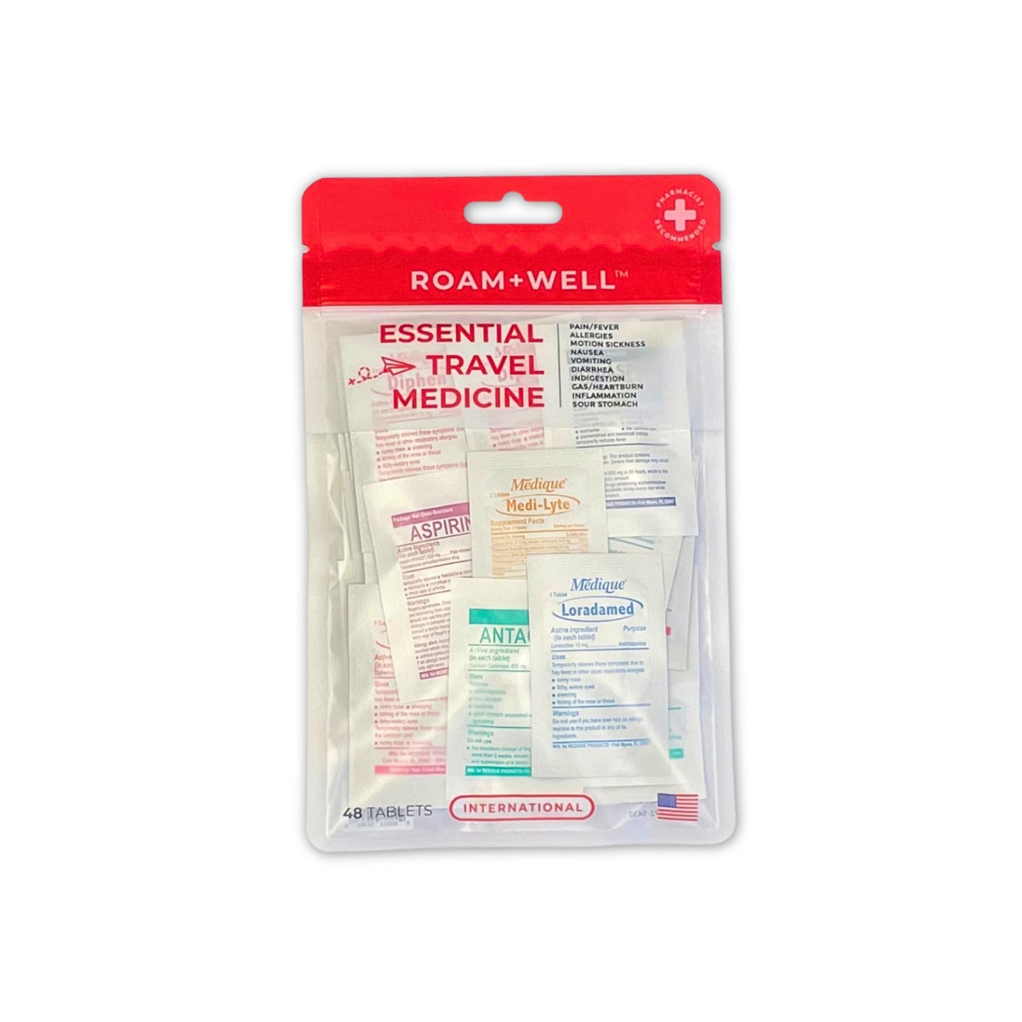 Essential Travel Medicine Kit, OTC Travel Medication, TSA Approved (Business | 18 Tablets)