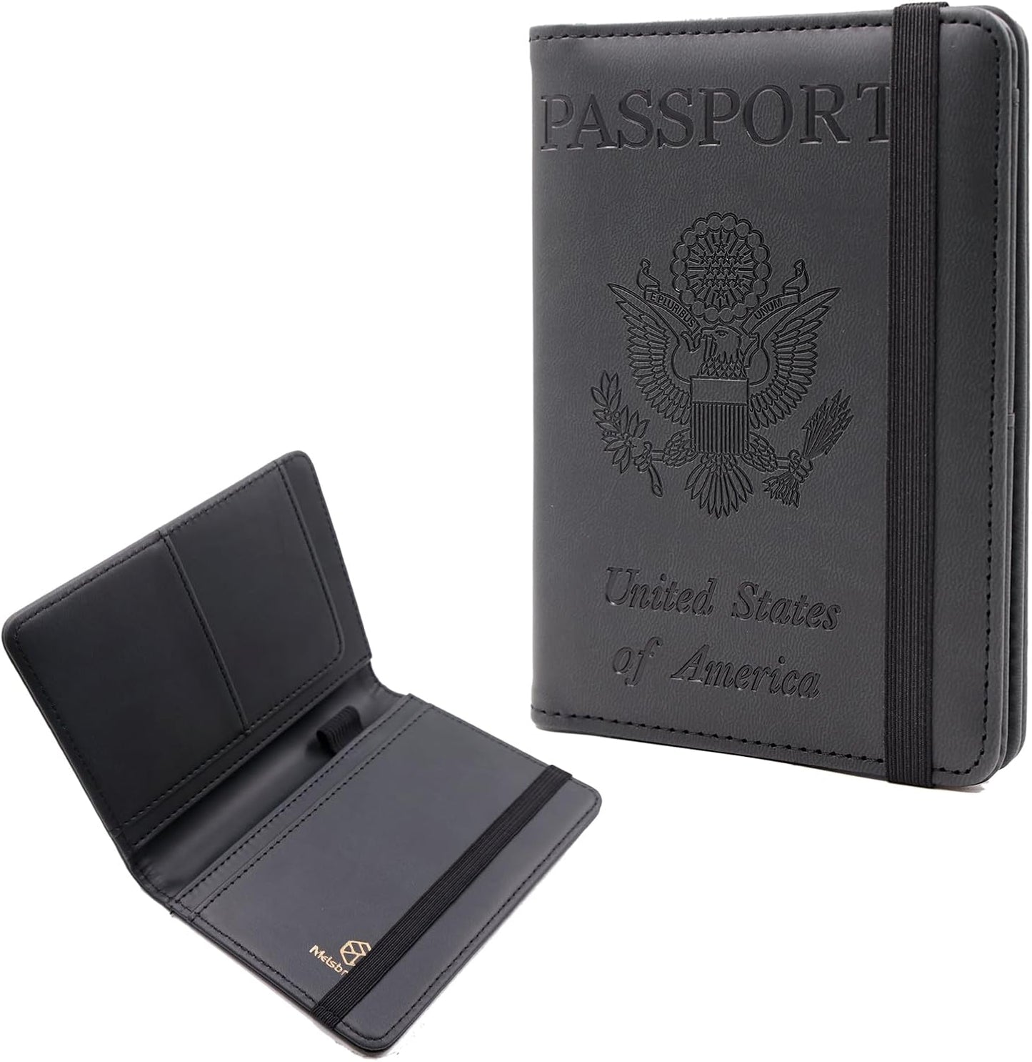 Melsbrinna Premium Leather Passport Holder Covers Case, Waterproof Rfid Blocking Travel Wallet Passport Holder with Pen Holder, Cute Passport Book for Women/Men