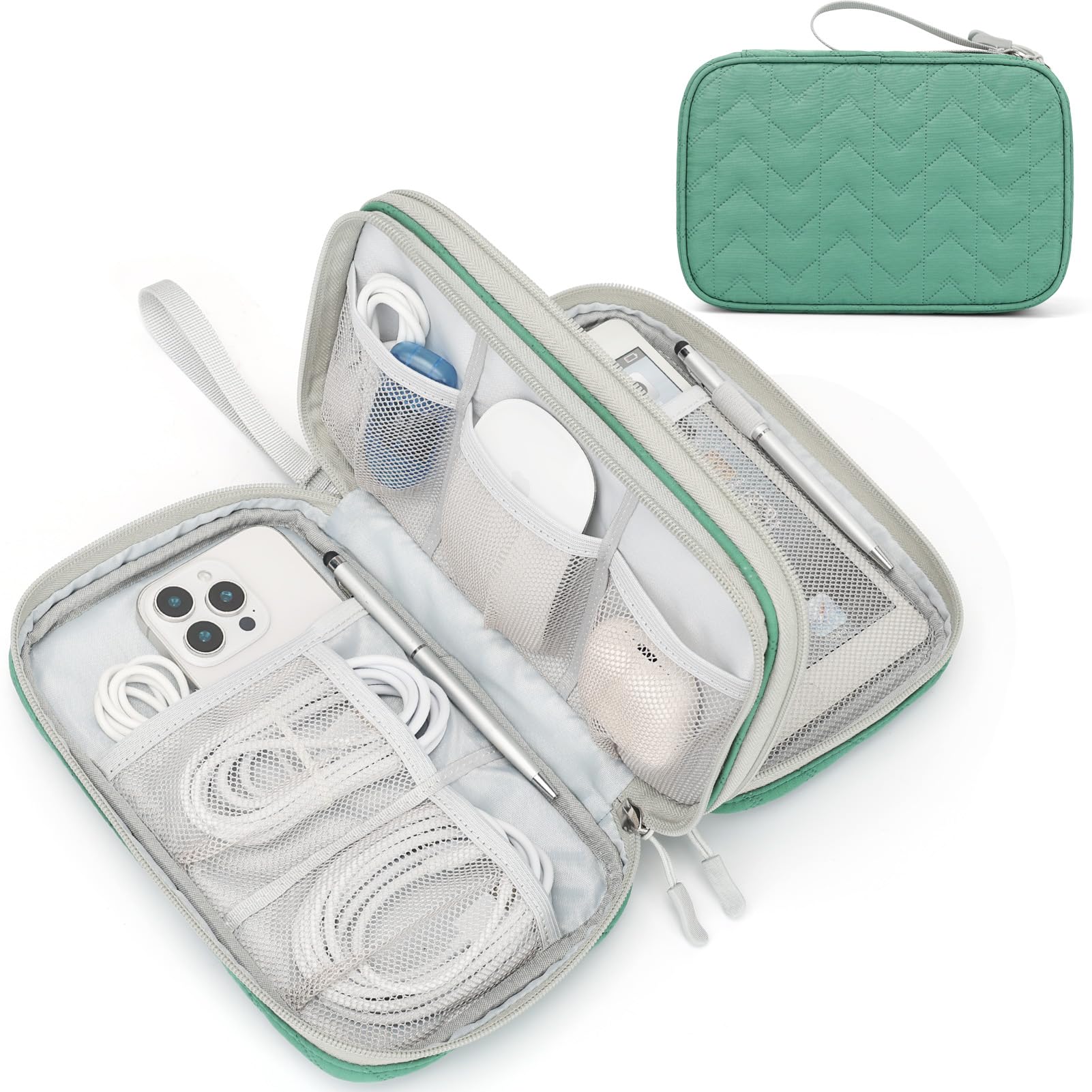 FYY Travel Cable Organizer Pouch Electronic Accessories Carry Case Portable Waterproof Double Layers All-in-One Storage Bag for Cord, Charger, Phone, Earphone Black