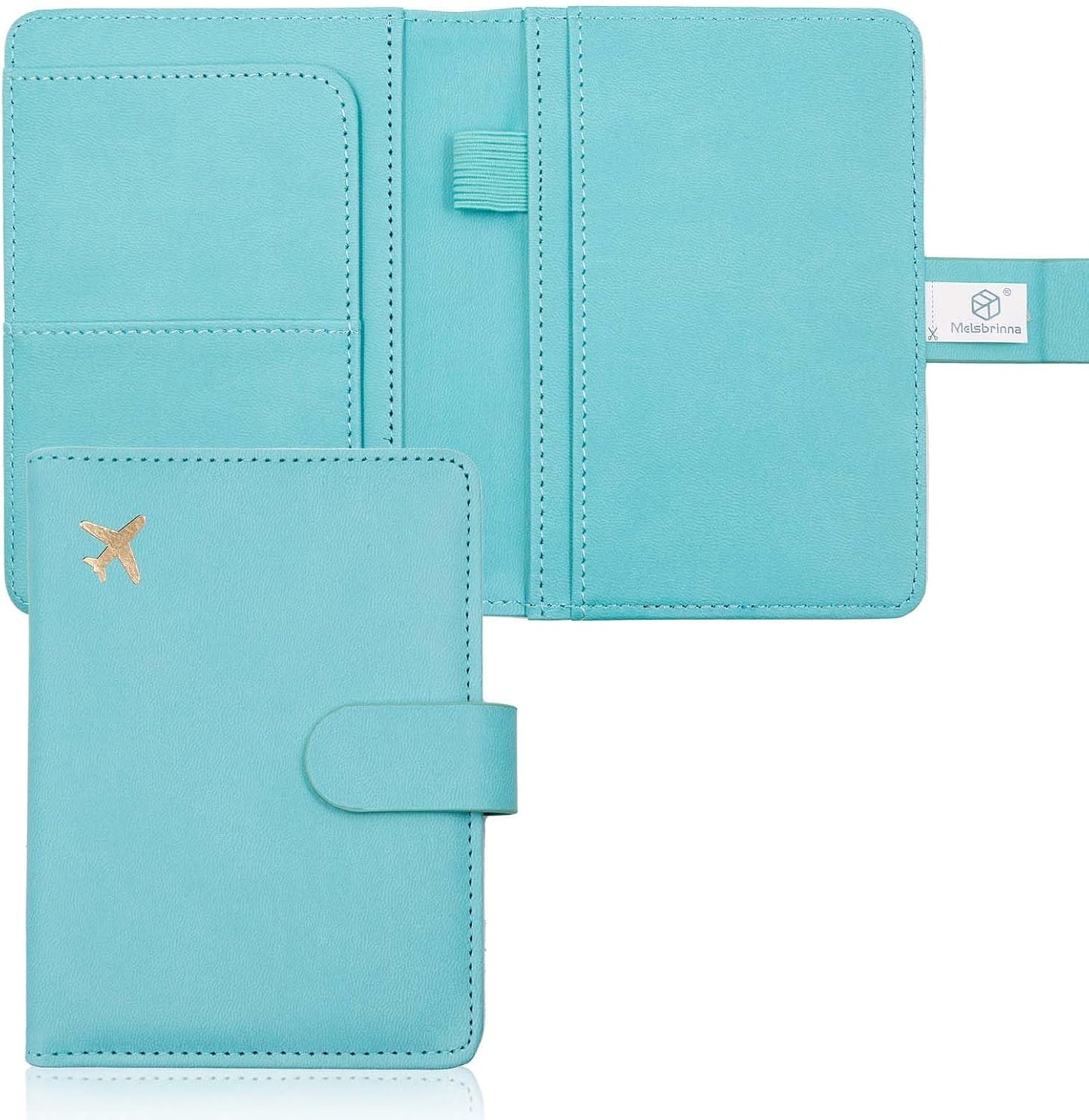 Melsbrinna Premium Leather Passport Holder Covers Case, Waterproof Rfid Blocking Travel Wallet Passport Holder with Pen Holder, Cute Passport Book for Women/Men