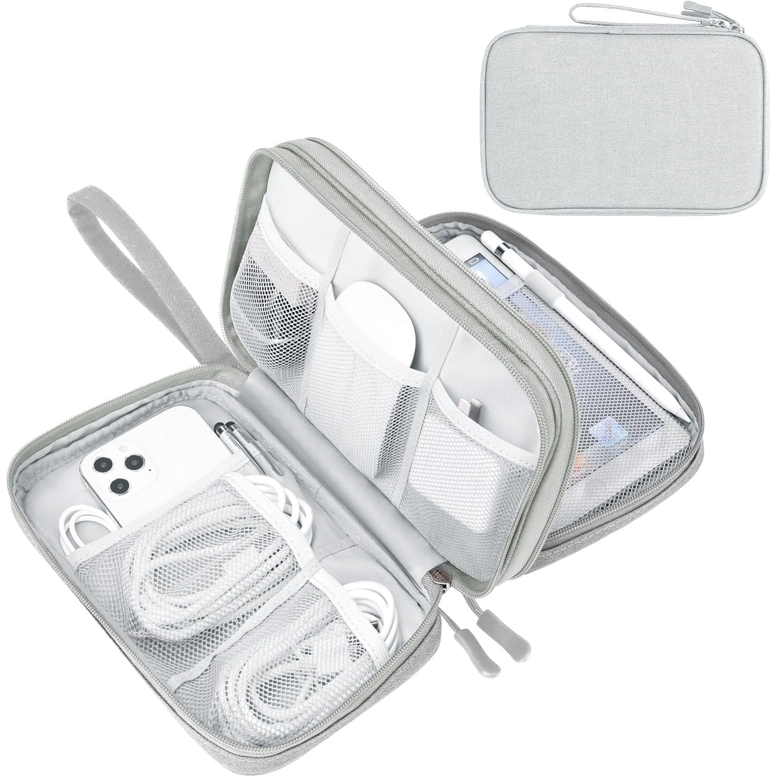 FYY Travel Cable Organizer Pouch Electronic Accessories Carry Case Portable Waterproof Double Layers All-in-One Storage Bag for Cord, Charger, Phone, Earphone Black