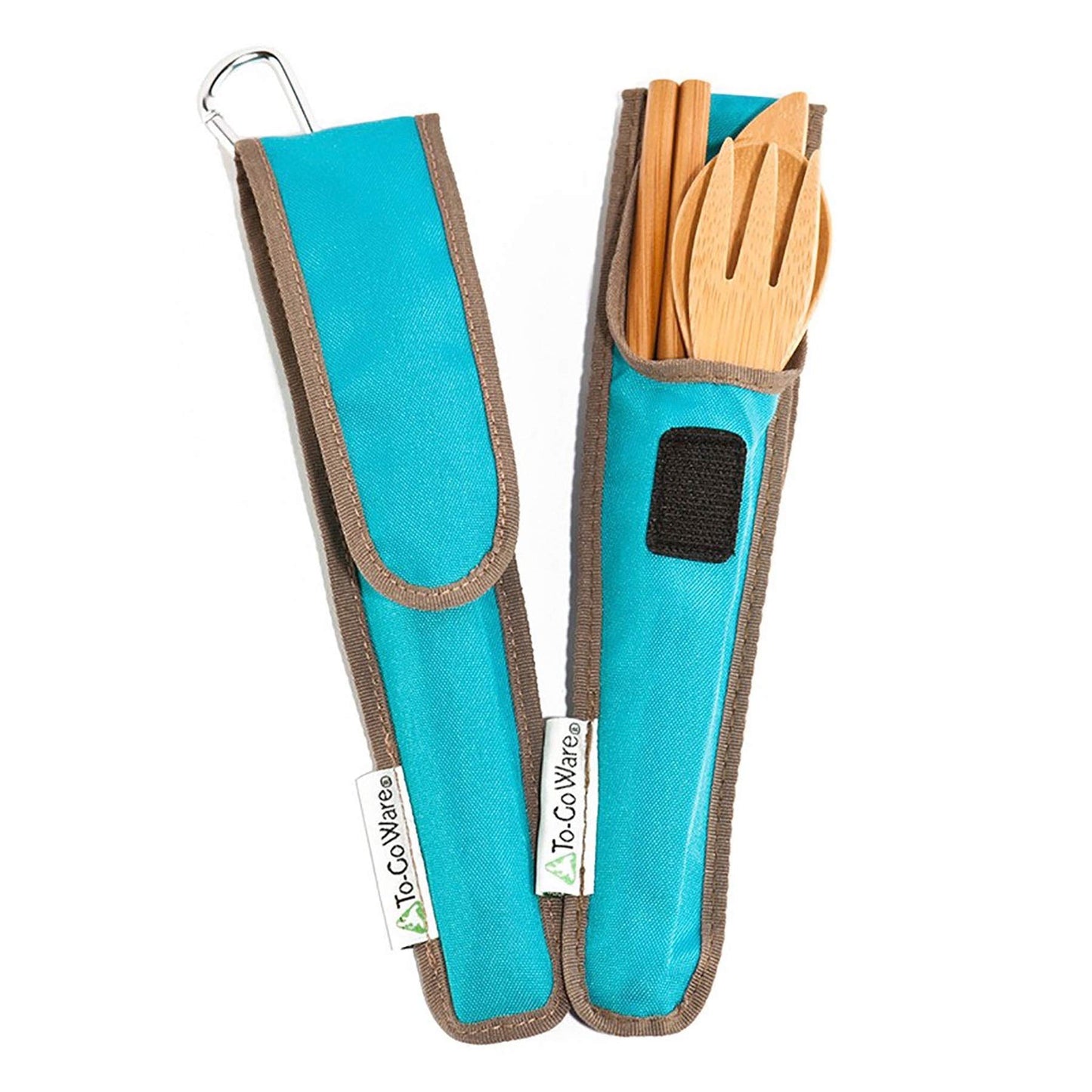 To Go Ware To Go Ware Reusable Bamboo Travel Utensils with Carrying Case & Carabiner Clip | Bamboo Utensils | Eco Friendly