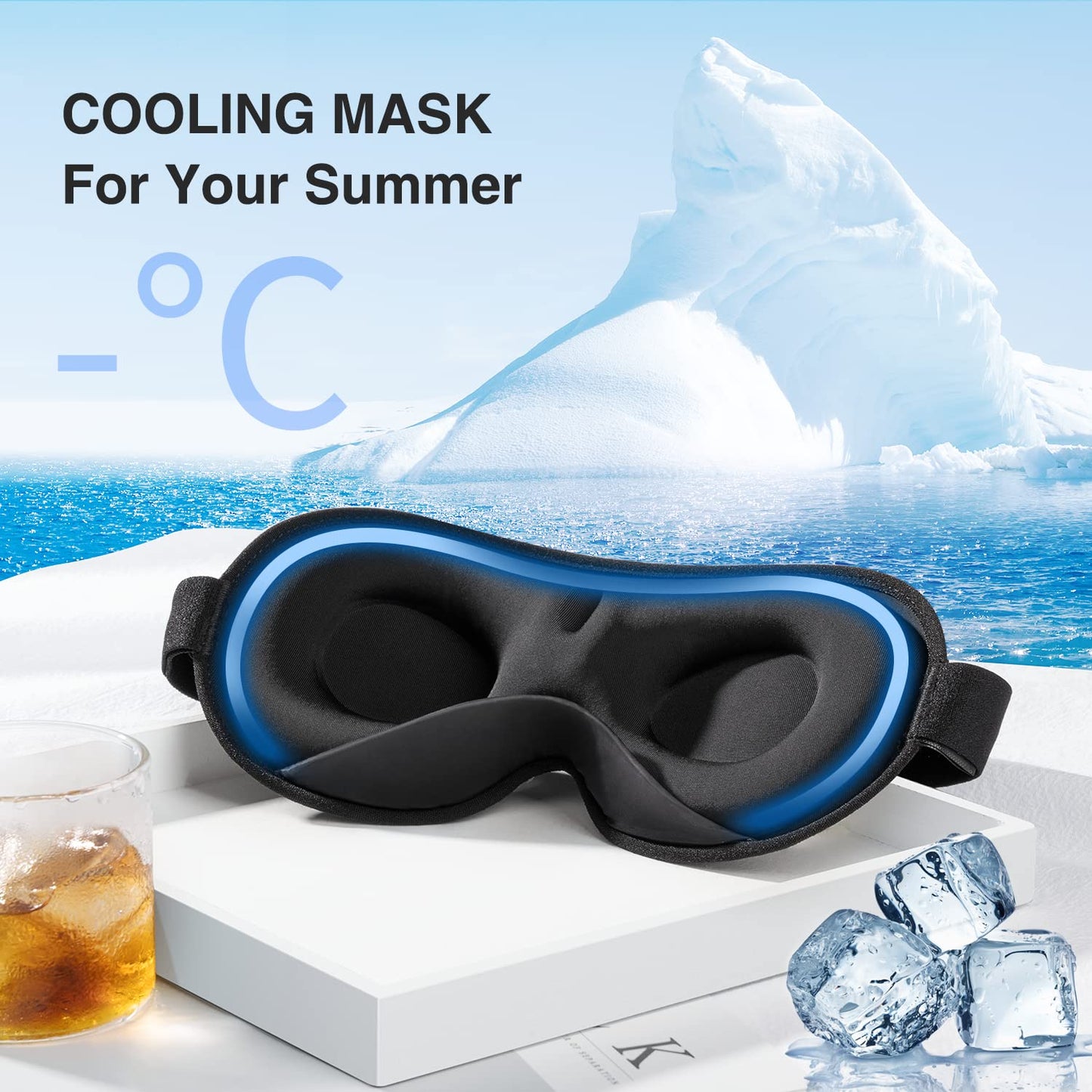 YFONG Weighted Sleep Mask, Women Men 3D Blocking Lights Sleeping Mask (4.2oz/120g), Pressure Relief Night Sleep Eye Mask with Adjustable Strap, Eye Cover Blindfold for Travel Nap Yoga, Black