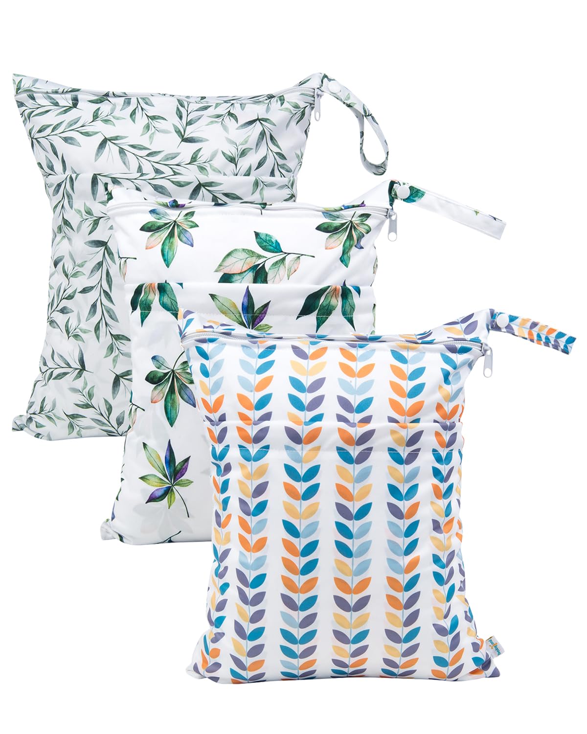 babygoal Wet Dry Bags 3 Pack, Waterproof Reusable Travel Bags for Swimsuits, Baby Cloth Diapers, Beach, Pool, Gym Bag & Wet Clothes with 2 Pockets L-BWG