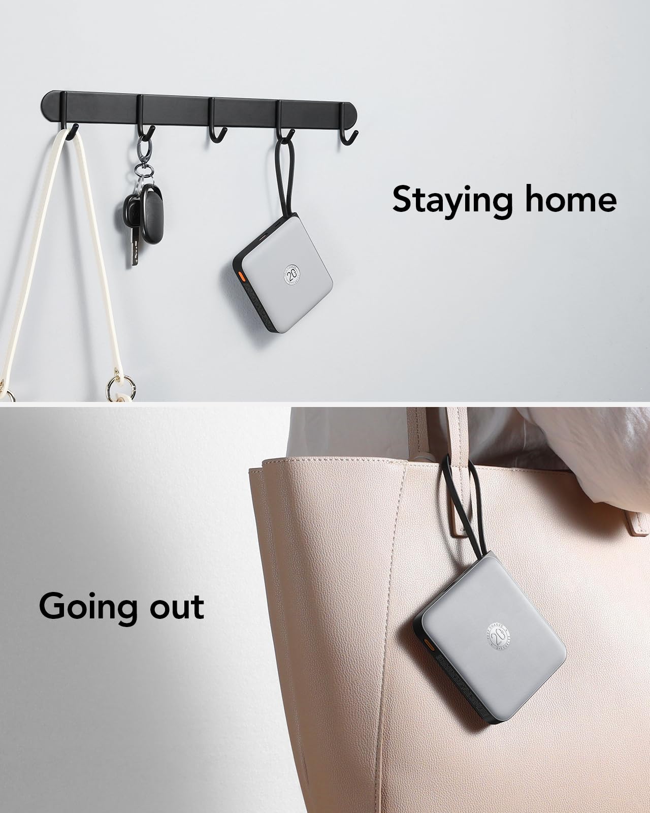 VRURC Portable Charger with Built-in Cable, 10000mAh 22.5W Fast Charging USB C Battery Pack, Cell Phone Power Bank for iPhone 17 16 15 Samsung Galaxy S25 S24 S23 Series Android Tablet, Black(1 Pack)