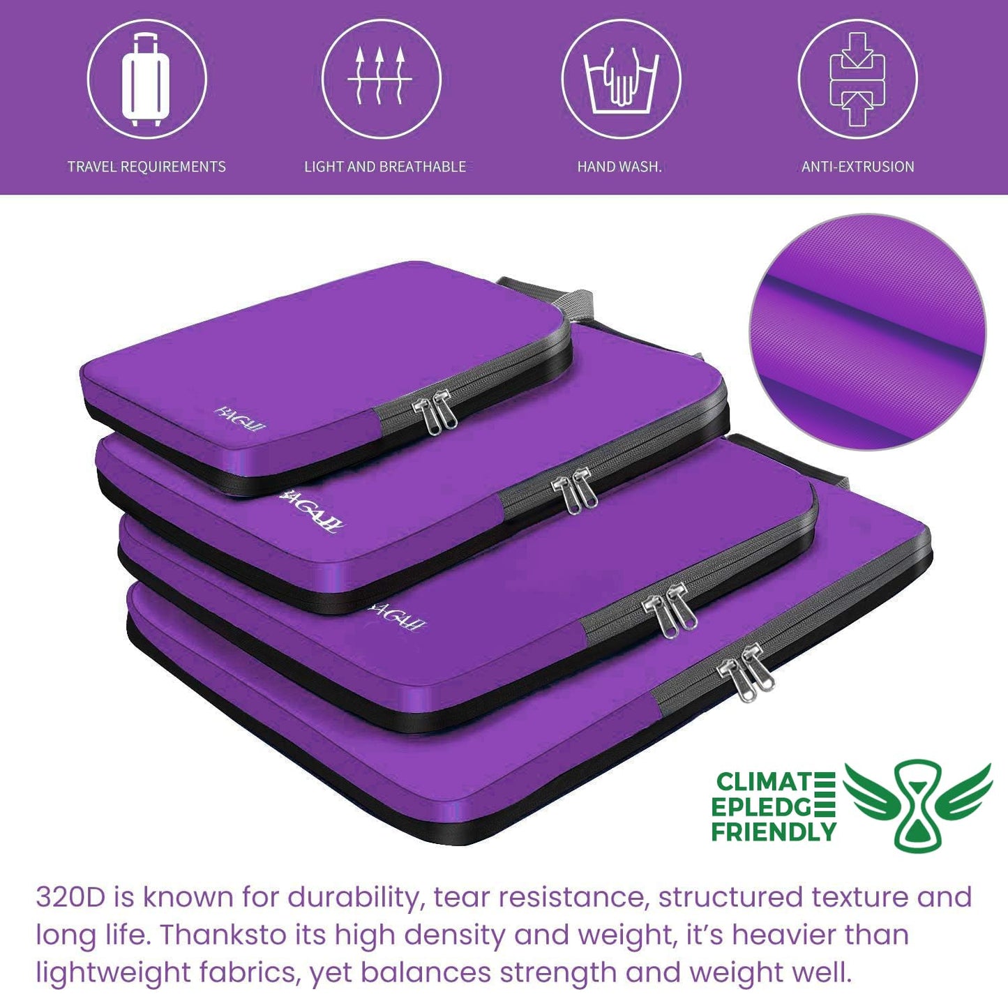 BAGAIL 4 Set/6 Set/8 Set Compression Packing Cubes Travel Accessories Expandable Packing Organizers (Half Mesh, 6-Black)