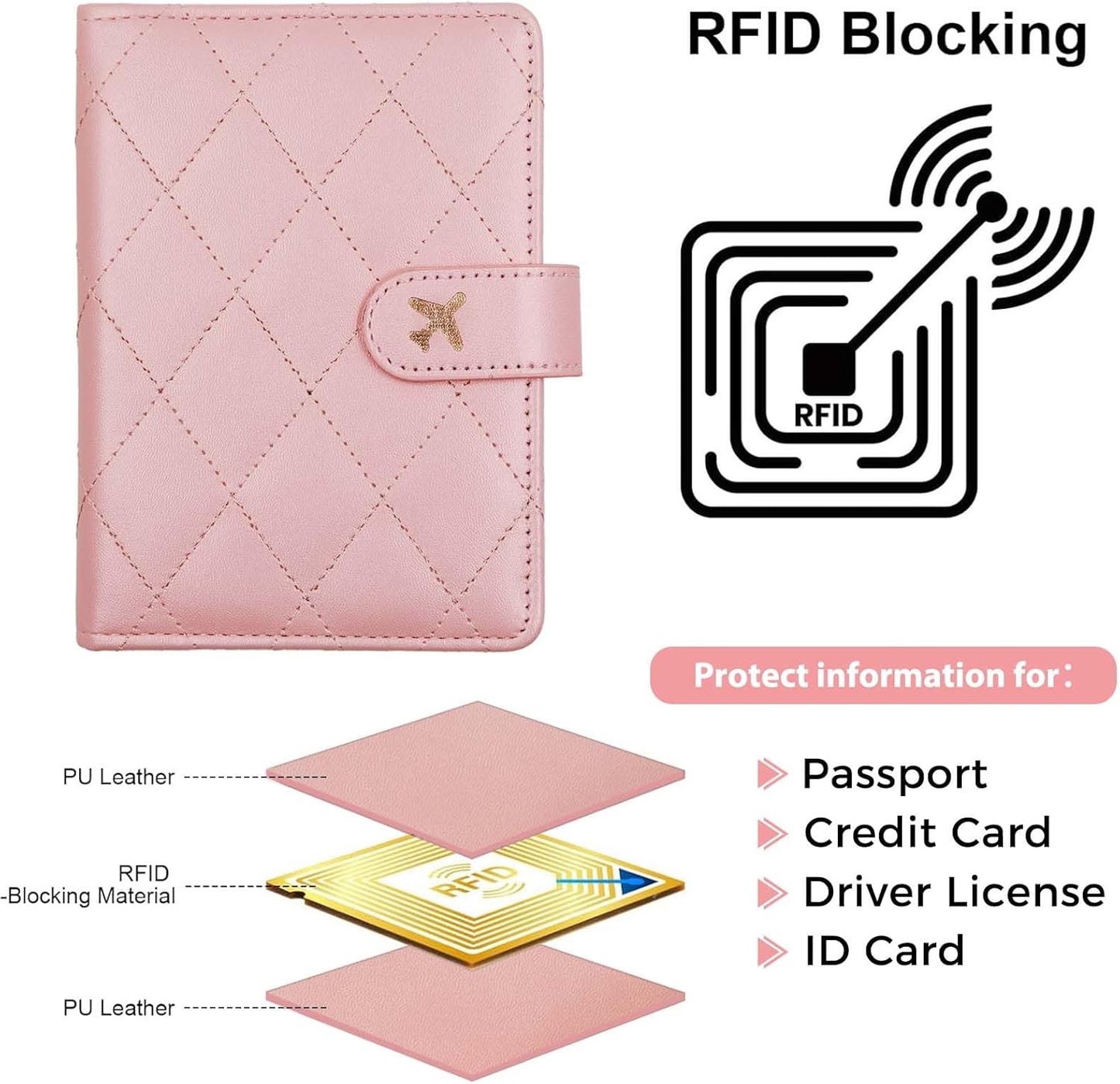 Melsbrinna Premium Leather Passport Holder Covers Case, Waterproof Rfid Blocking Travel Wallet Passport Holder with Pen Holder, Cute Passport Book for Women/Men