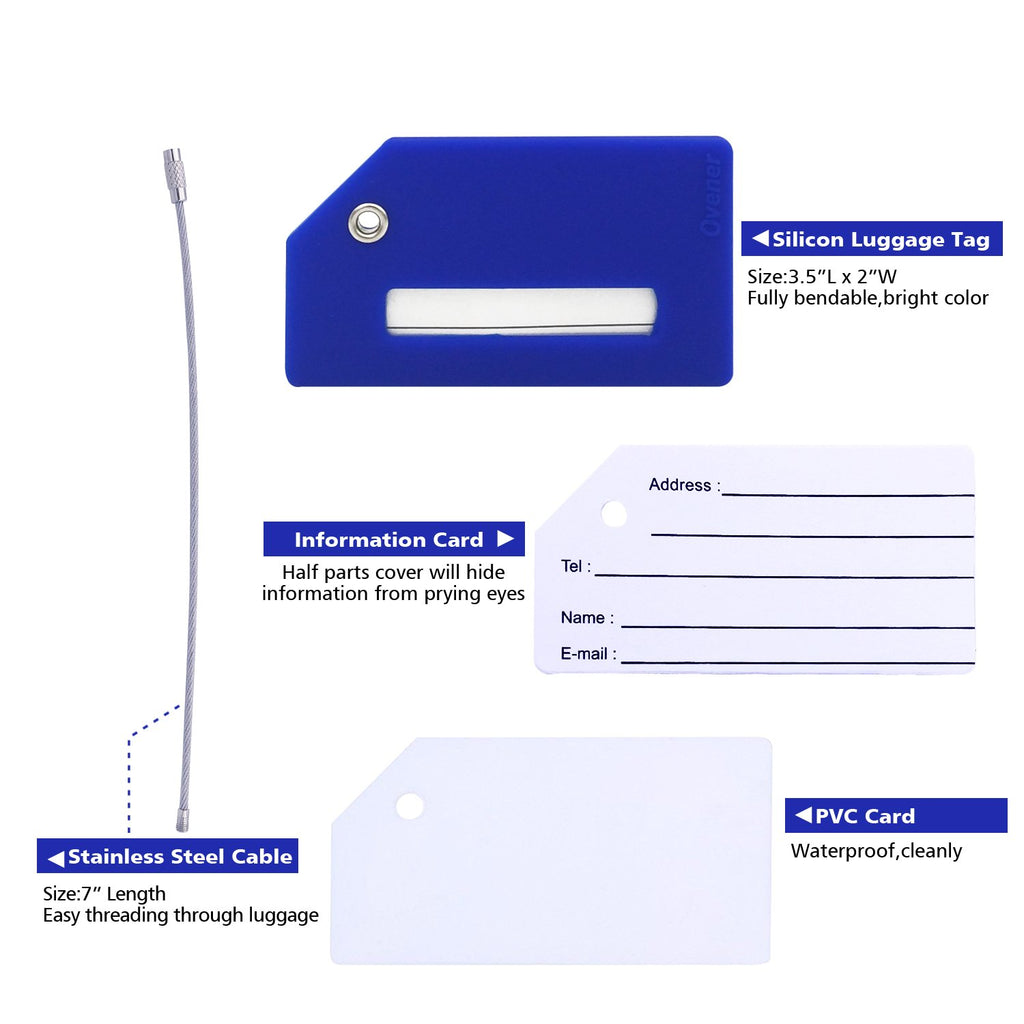 Silicone Luggage Tag with Name ID Card Perfect to Quickly Spot Luggage Suitcase