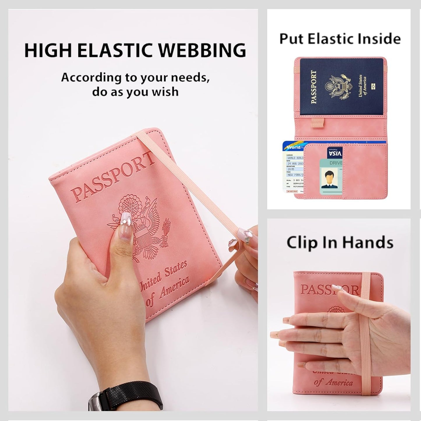 Melsbrinna Premium Leather Passport Holder Covers Case, Waterproof Rfid Blocking Travel Wallet Passport Holder with Pen Holder, Cute Passport Book for Women/Men