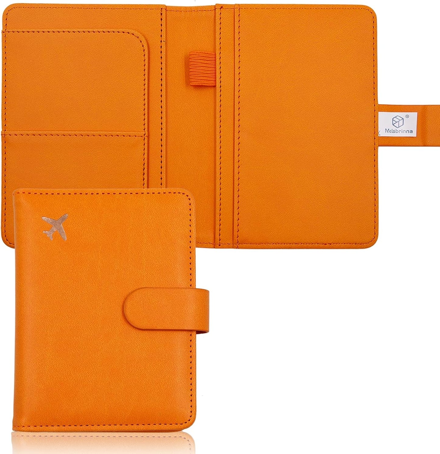 Melsbrinna Premium Leather Passport Holder Covers Case, Waterproof Rfid Blocking Travel Wallet Passport Holder with Pen Holder, Cute Passport Book for Women/Men