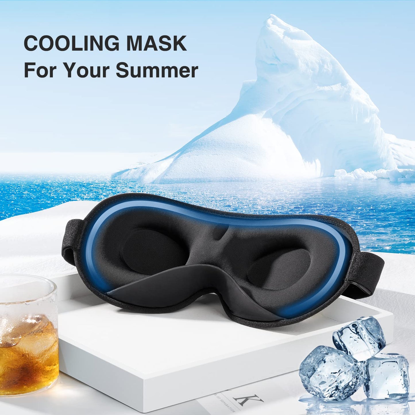 YFONG Weighted Sleep Mask, Women Men 3D Blocking Lights Sleeping Mask (4.2oz/120g), Pressure Relief Night Sleep Eye Mask with Adjustable Strap, Eye Cover Blindfold for Travel Nap Yoga, Black