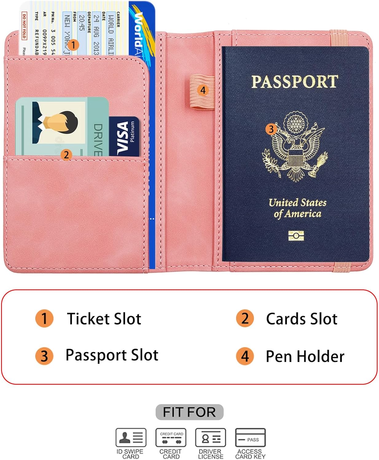 Melsbrinna Premium Leather Passport Holder Covers Case, Waterproof Rfid Blocking Travel Wallet Passport Holder with Pen Holder, Cute Passport Book for Women/Men