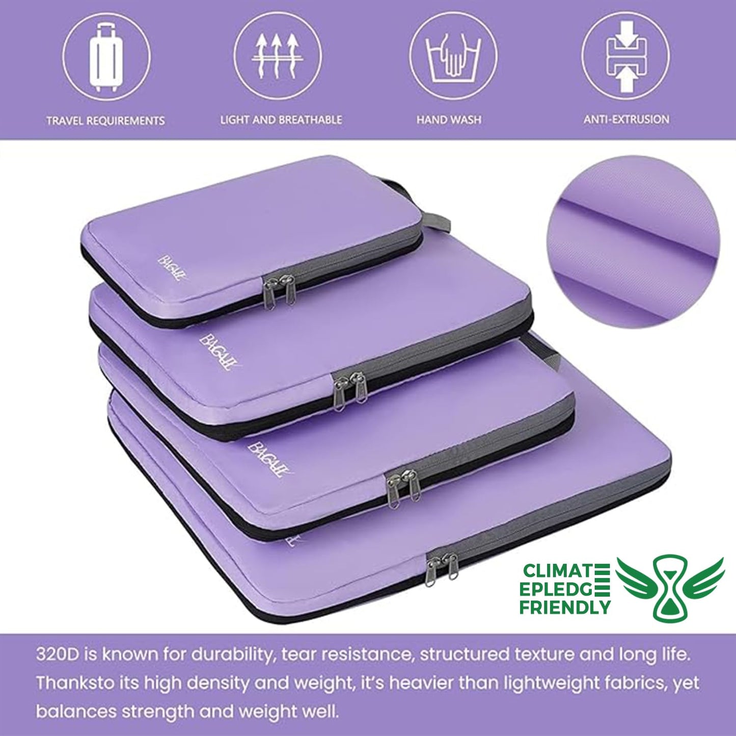 BAGAIL 4 Set/6 Set/8 Set Compression Packing Cubes Travel Accessories Expandable Packing Organizers (Half Mesh, 6-Black)