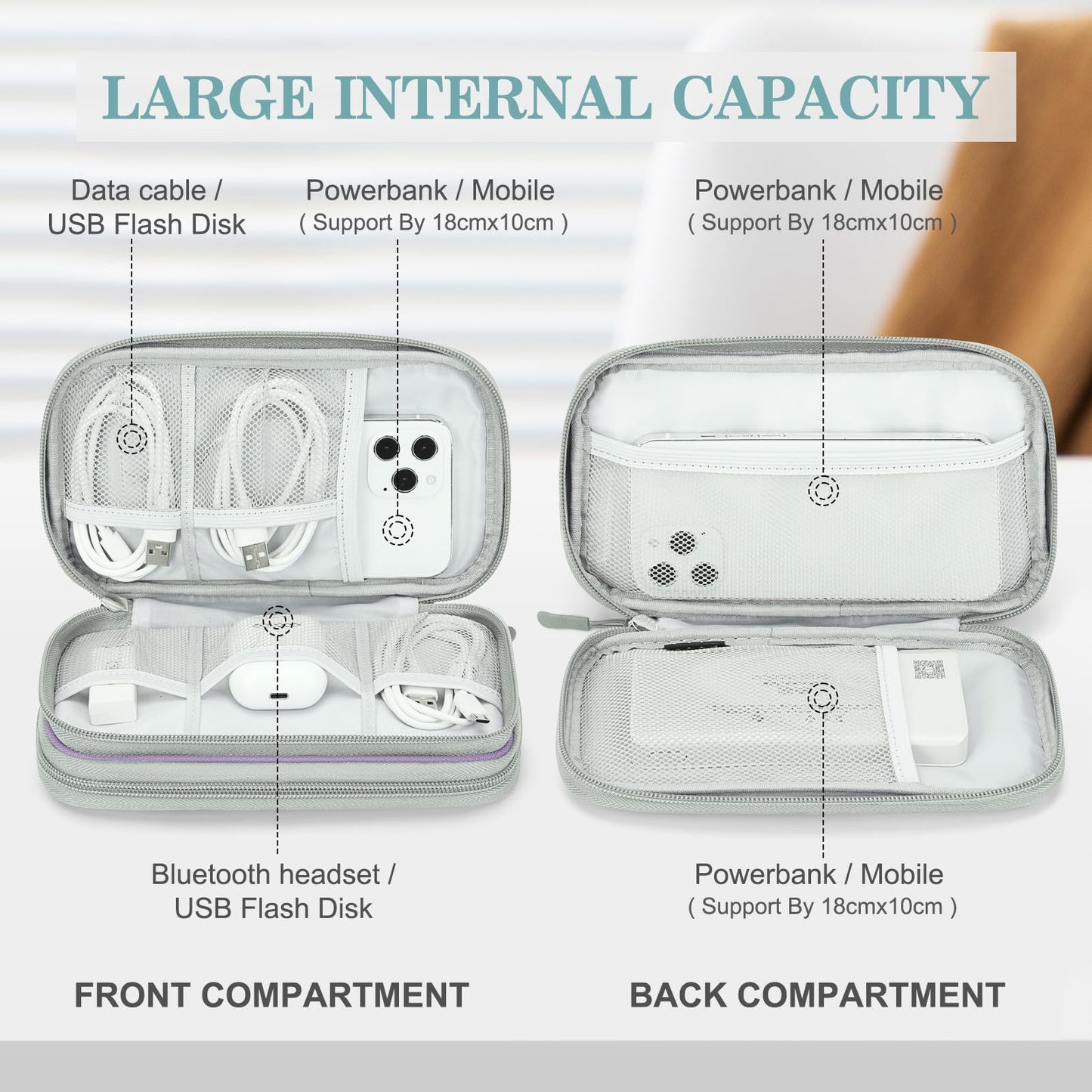 FYY Travel Cable Organizer Pouch Electronic Accessories Carry Case Portable Waterproof Double Layers All-in-One Storage Bag for Cord, Charger, Phone, Earphone Black