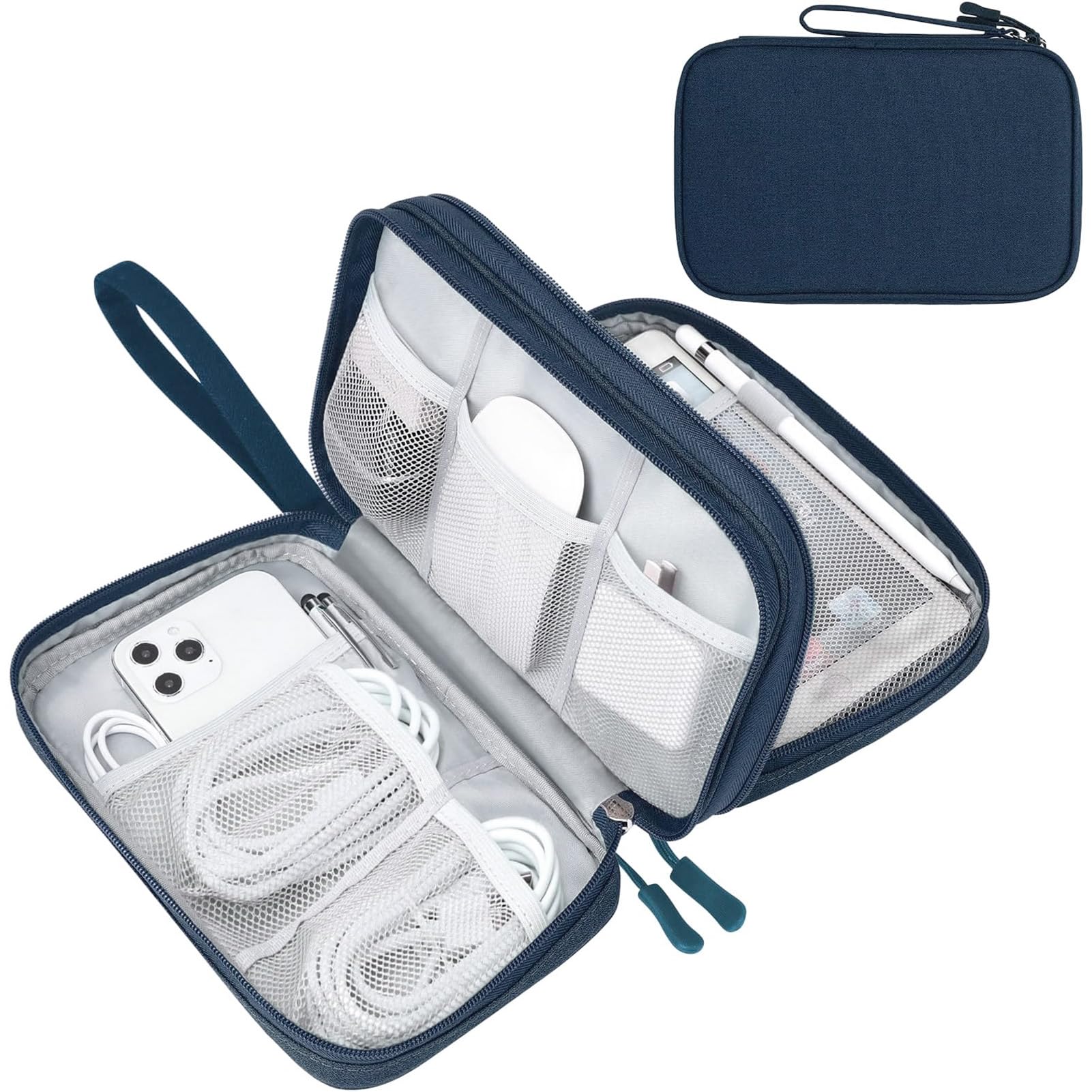 FYY Travel Cable Organizer Pouch Electronic Accessories Carry Case Portable Waterproof Double Layers All-in-One Storage Bag for Cord, Charger, Phone, Earphone Black