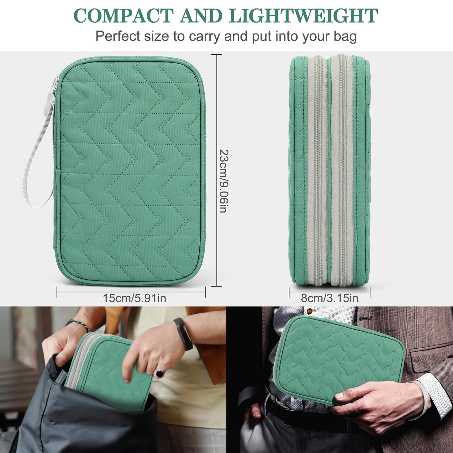 FYY Travel Cable Organizer Pouch Electronic Accessories Carry Case Portable Waterproof Double Layers All-in-One Storage Bag for Cord, Charger, Phone, Earphone Black