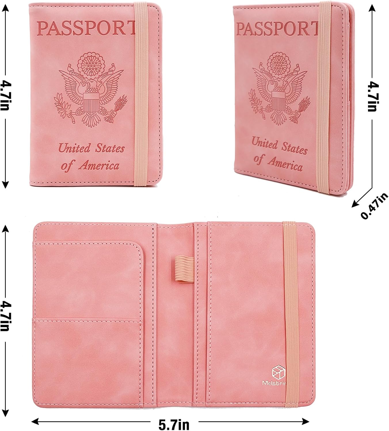 Melsbrinna Premium Leather Passport Holder Covers Case, Waterproof Rfid Blocking Travel Wallet Passport Holder with Pen Holder, Cute Passport Book for Women/Men