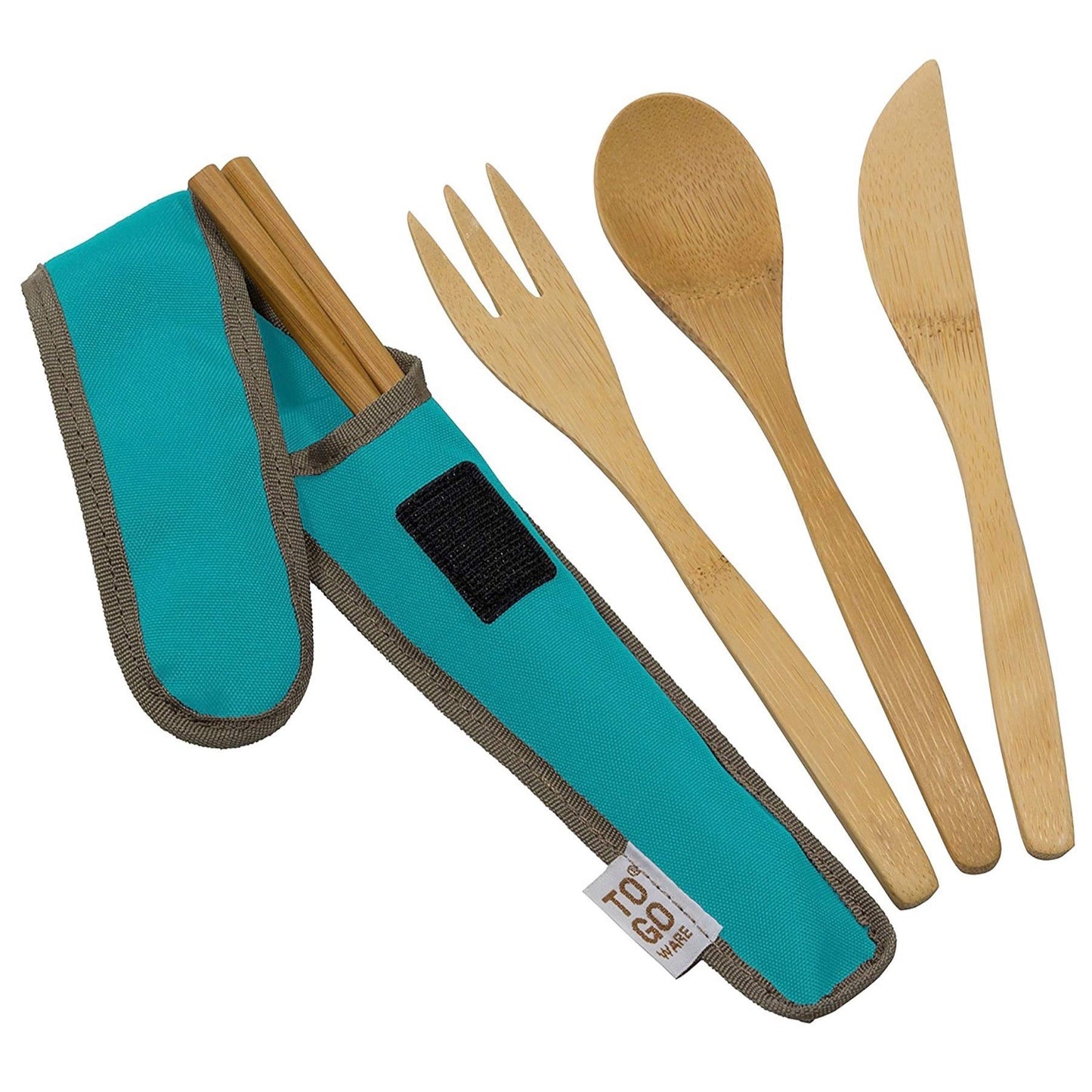 To Go Ware To Go Ware Reusable Bamboo Travel Utensils with Carrying Case & Carabiner Clip | Bamboo Utensils | Eco Friendly